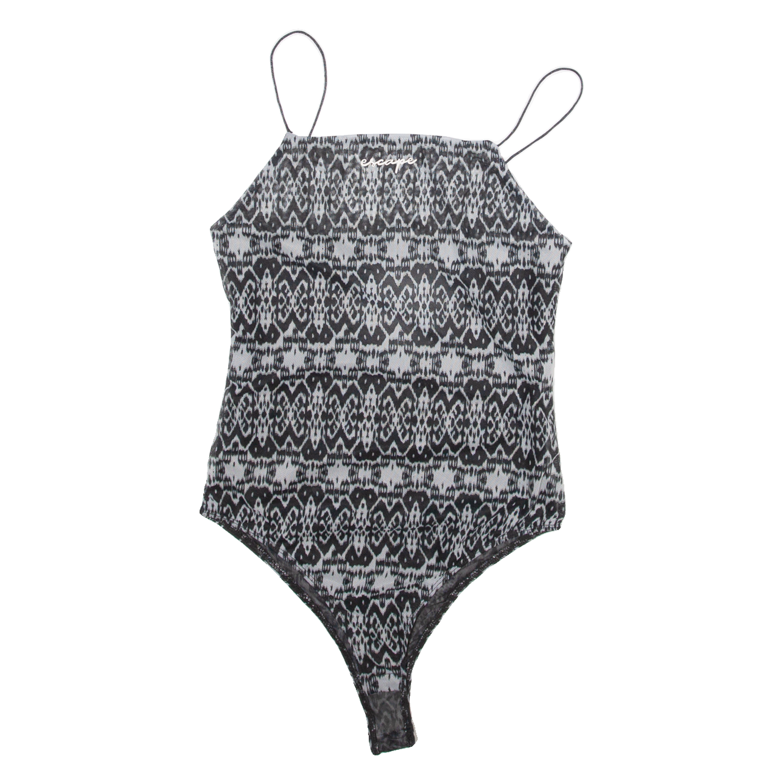 TALLY WEIJL Womens Camisole Bodysuit Grey Sleeveless Crazy Pattern S Refurbished - N/A refurbished available on Cerqular