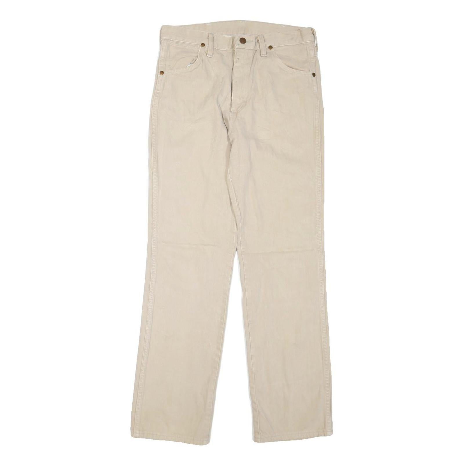 WRANGLER Mens Jeans Beige Regular Straight Denim W31 L32 Classic Zip Pockets Refurbished - N/A refurbished available on Cerqular