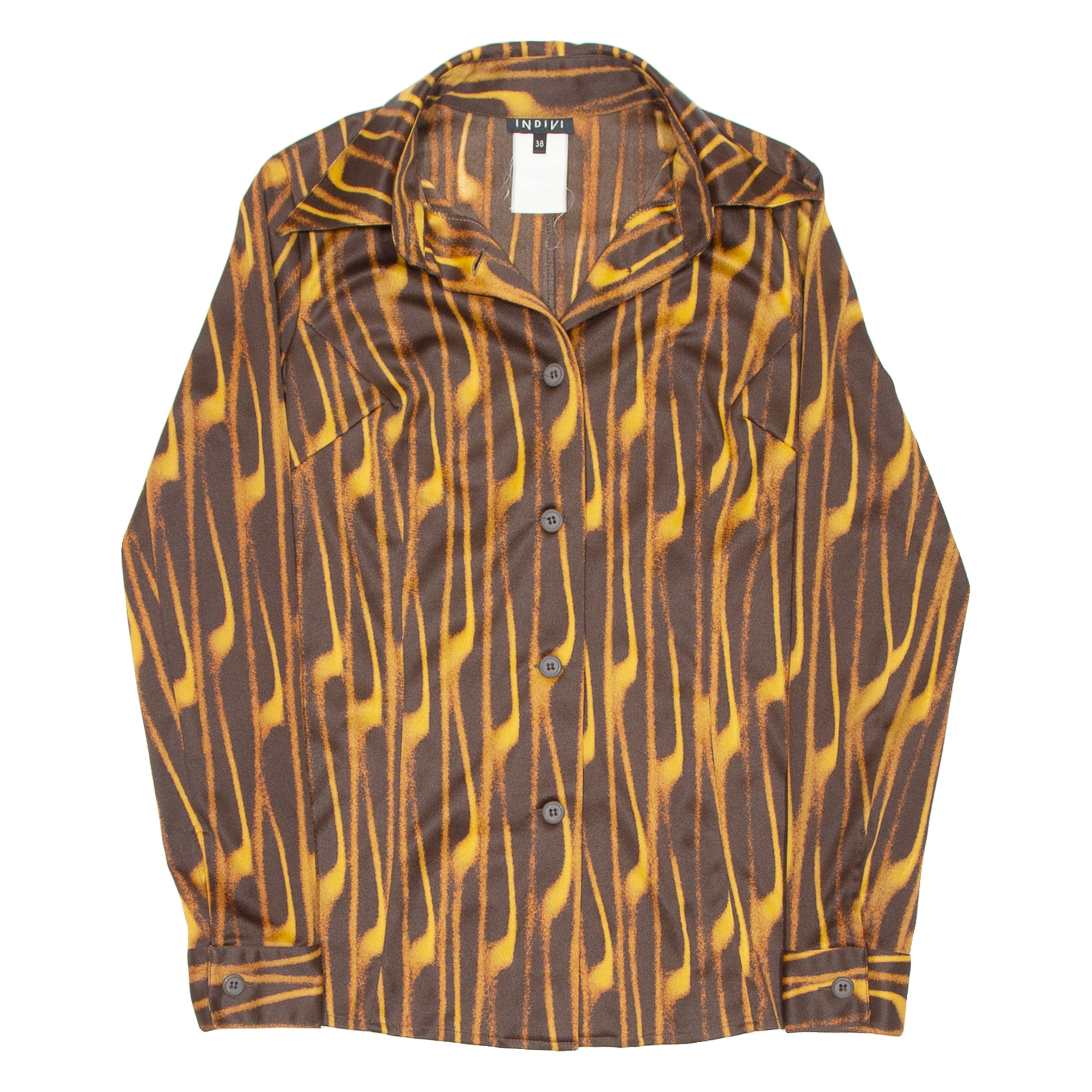 INDIVI Womens Shirt Brown Crazy Pattern Long Sleeve M Refurbished - N/A refurbished available on Cerqular