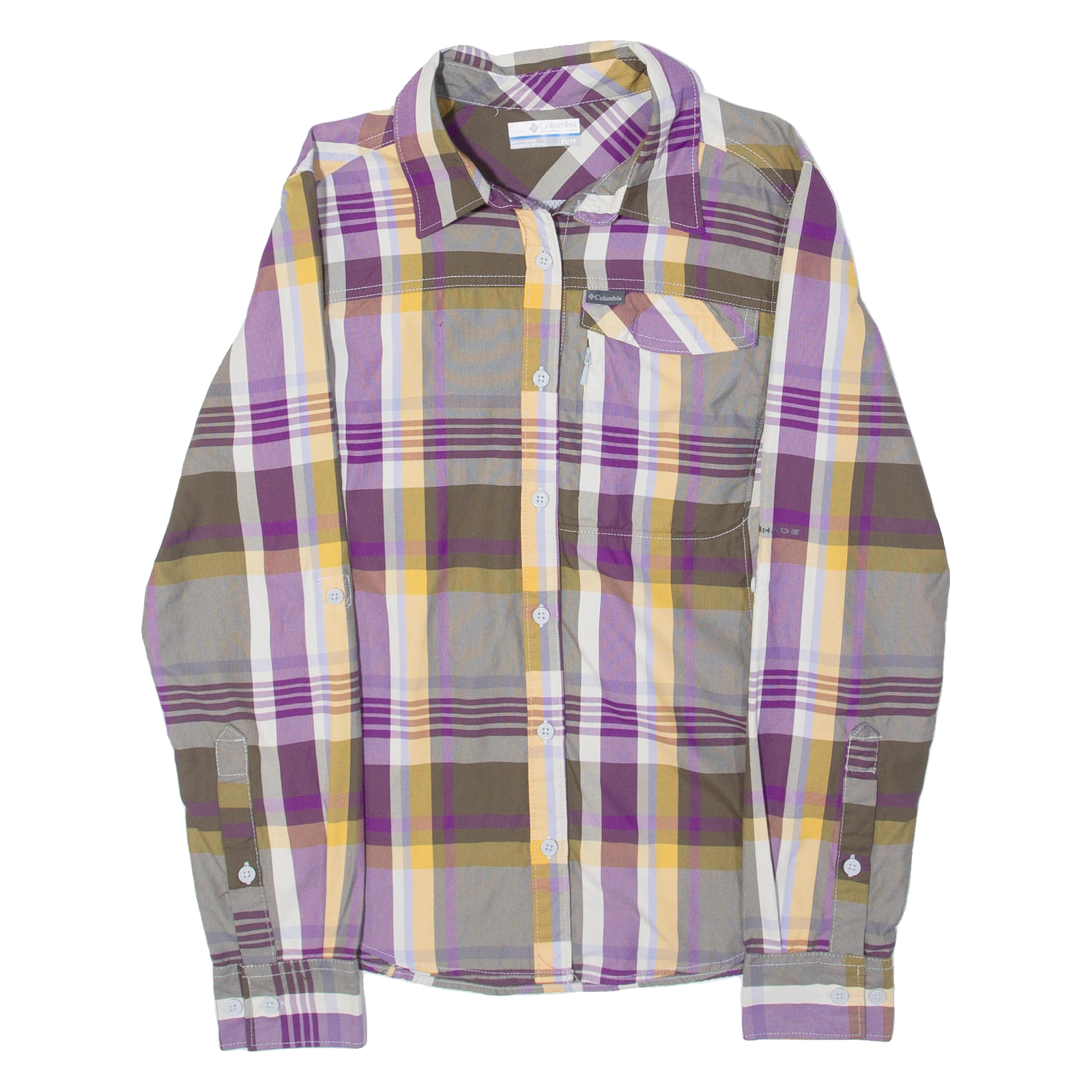 COLUMBIA Womens Shirt Purple Nylon Check Long Sleeve XS Refurbished - N/A refurbished available on Cerqular
