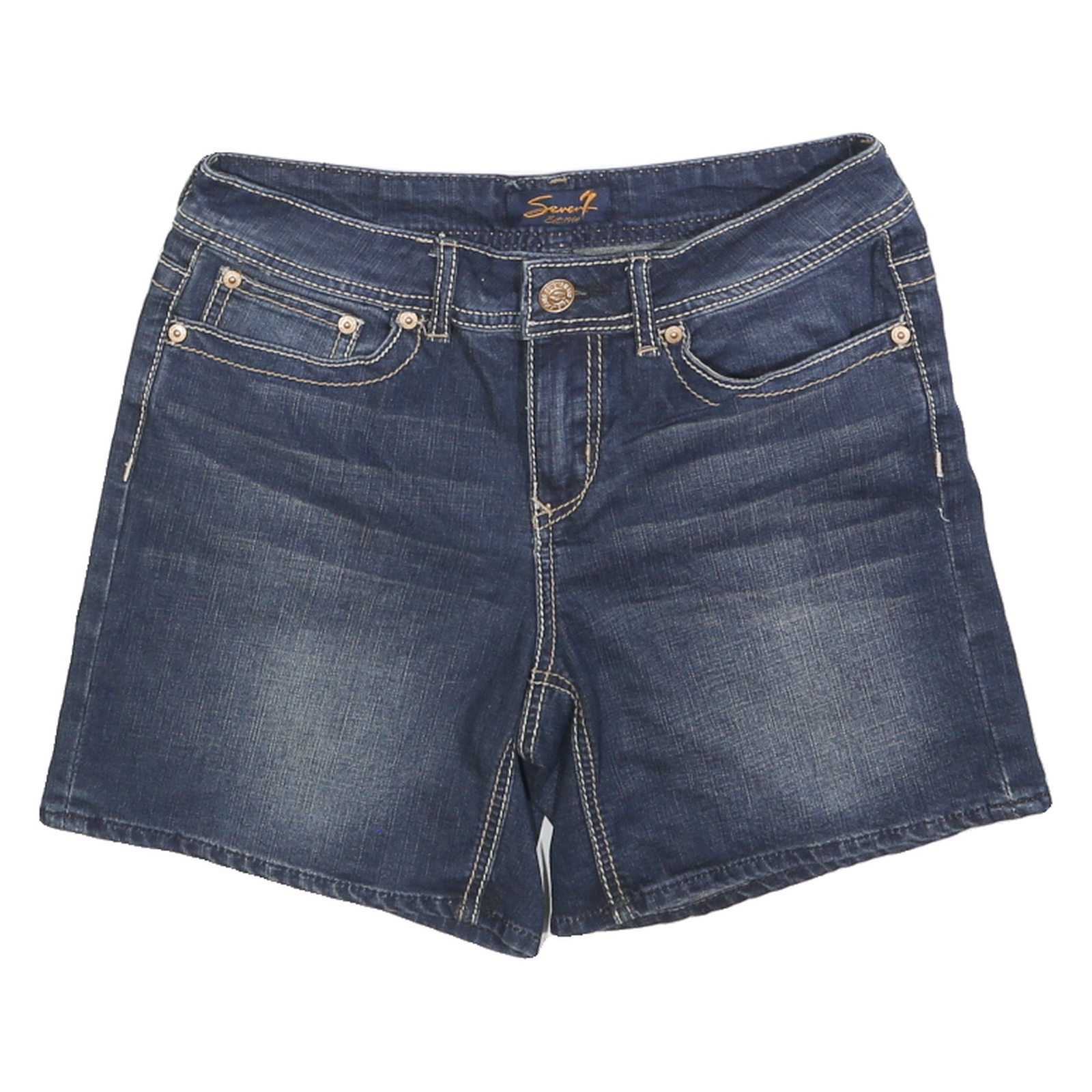 7 FOR ALL MANKIND Womens Denim Blue Shorts S W28 Casual Cotton Summer Refurbished - N/A refurbished available on Cerqular