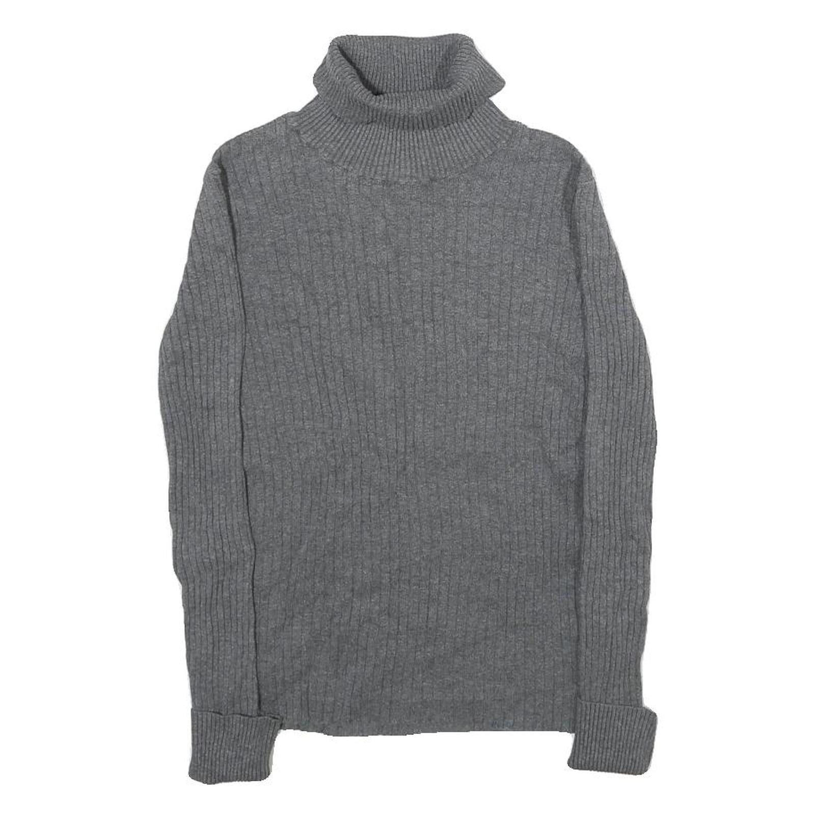 MERONA Womens Grey Plain Cotton Blend Roll Neck Chunky Knit Jumper S Casual Cozy Refurbished - N/A refurbished available on Cerqular