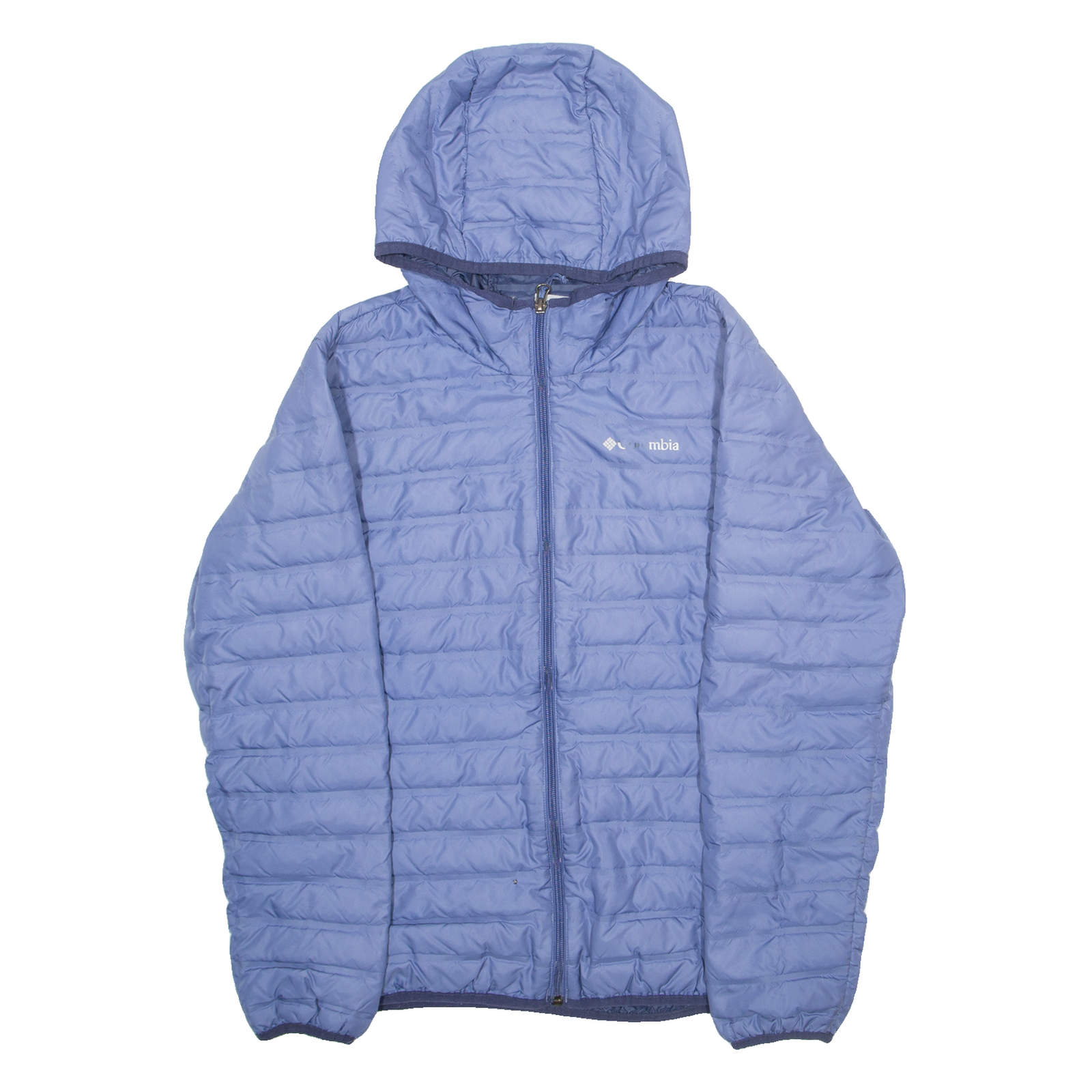 COLUMBIA Womens Puffer Jacket Blue Hooded L Refurbished - N/A refurbished available on Cerqular