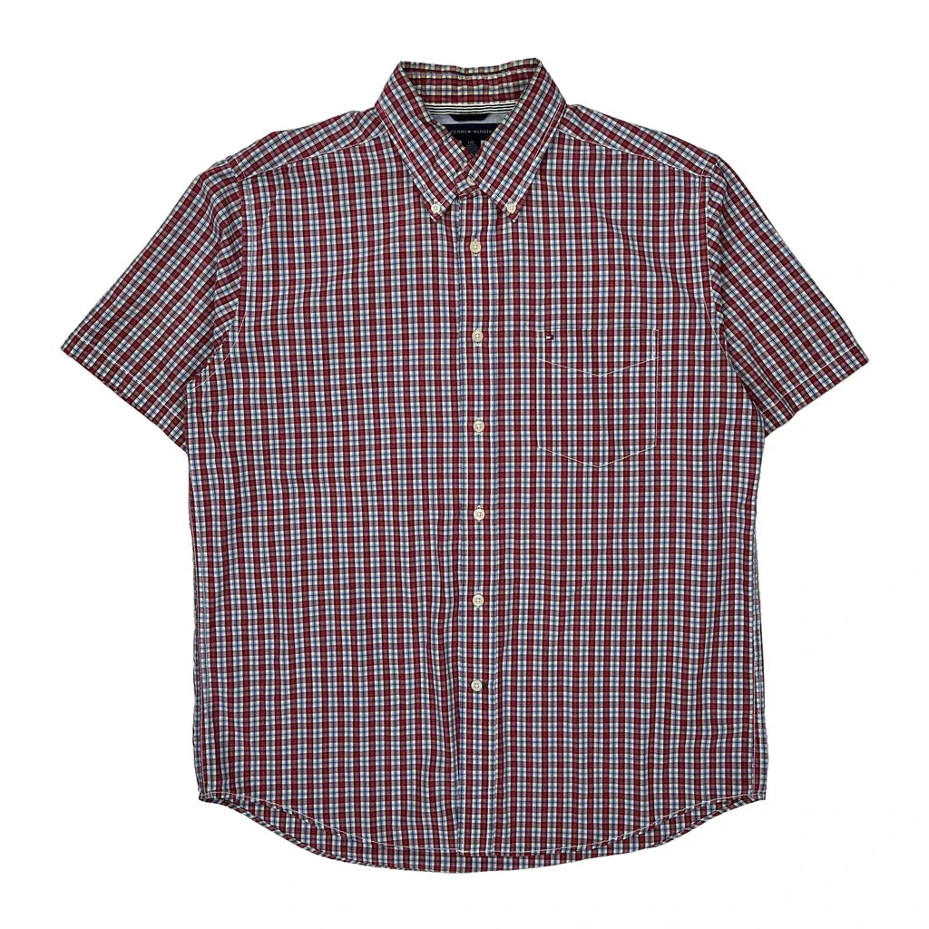 Buy Tommy Hilfiger Checked Short Sleeve Shirt - Large Blue Cotton Refurbished - $38.85 Tommy Hilfiger Checked Short Sleeve Shirt - Large Blue Cotton Refurbished - Thrifted (note: this is a term often used to describe second- refurbished available on Cerqular