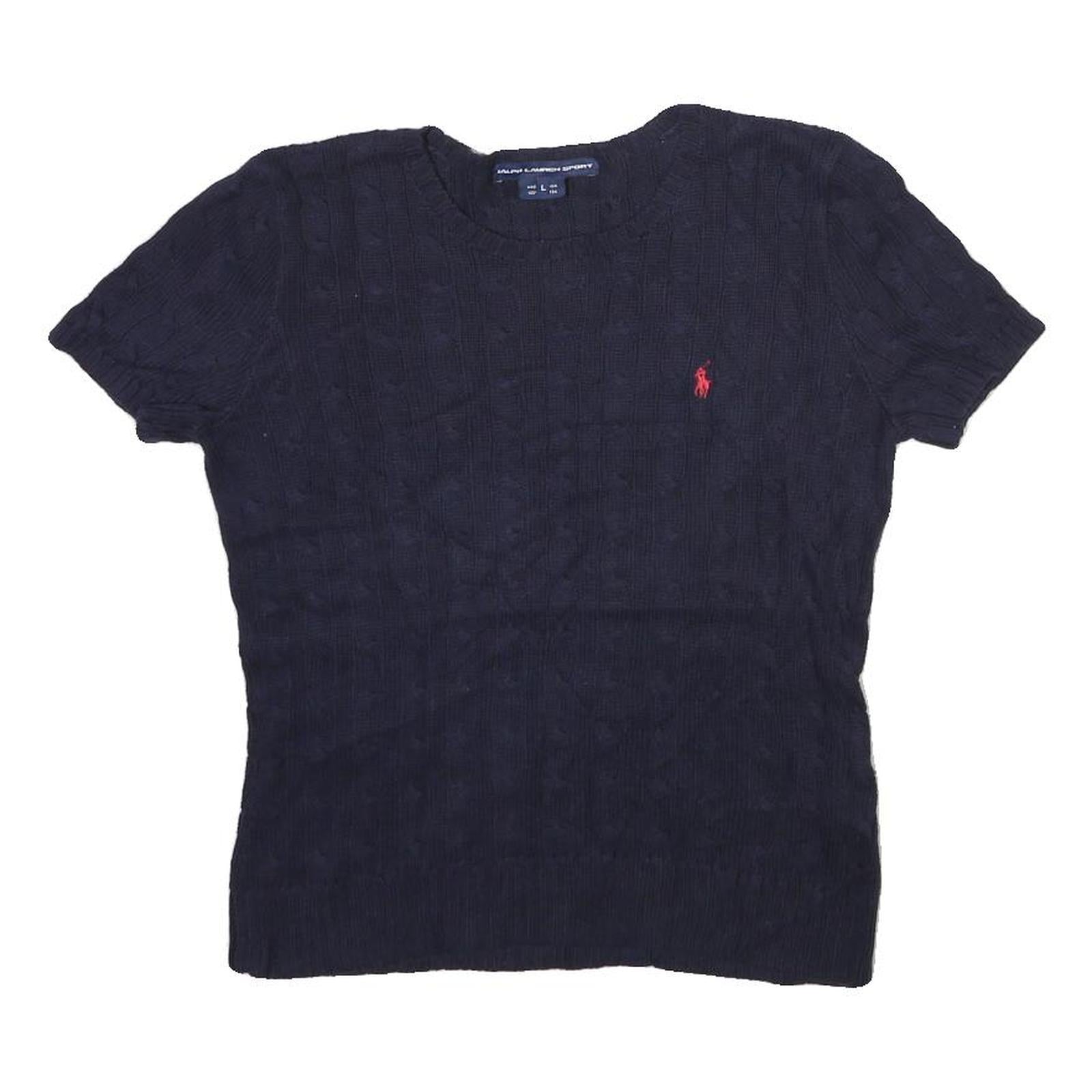 POLO SPORT RALPH LAUREN Womens Navy Patterned Jumper Crew Neck Cable Knit L Refurbished - N/A refurbished available on Cerqular