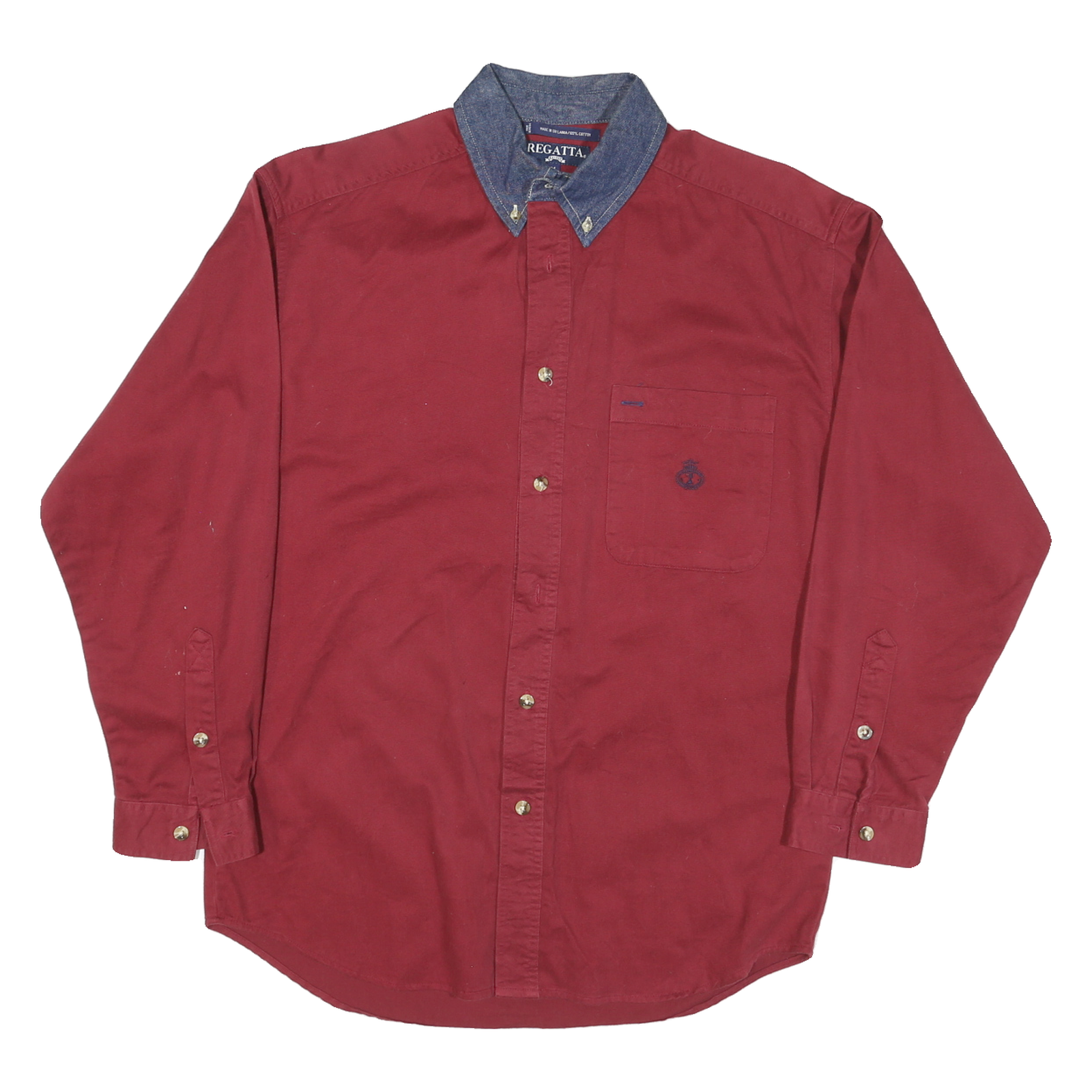 REGATTA Mens Red Shirt M Casual Denim Collar Button Long Sleeve Cotton Blend Refurbished - N/A refurbished available on Cerqular