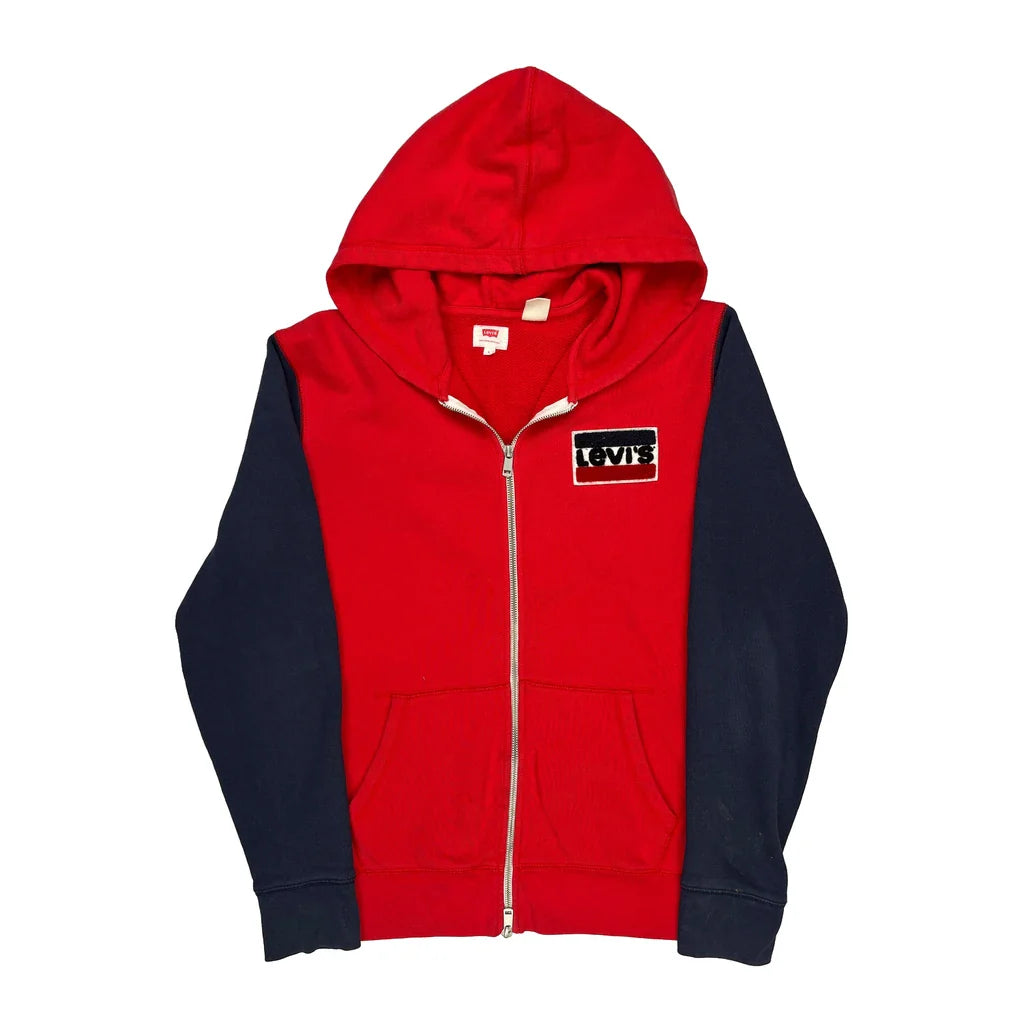 Levis Graphic Hoodie - Large Navy Cotton Refurbished - Thrifted (note: this is a term often used to describe second- refurbished available on Cerqular