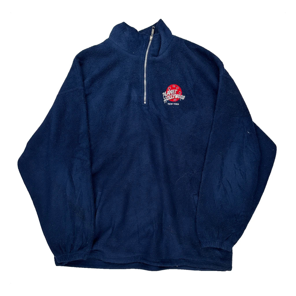 New York Planet Hollywood Fleece - 2XL Navy Polyester Refurbished - Thrifted (note: this is a term often used to describe second- refurbished available on Cerqular