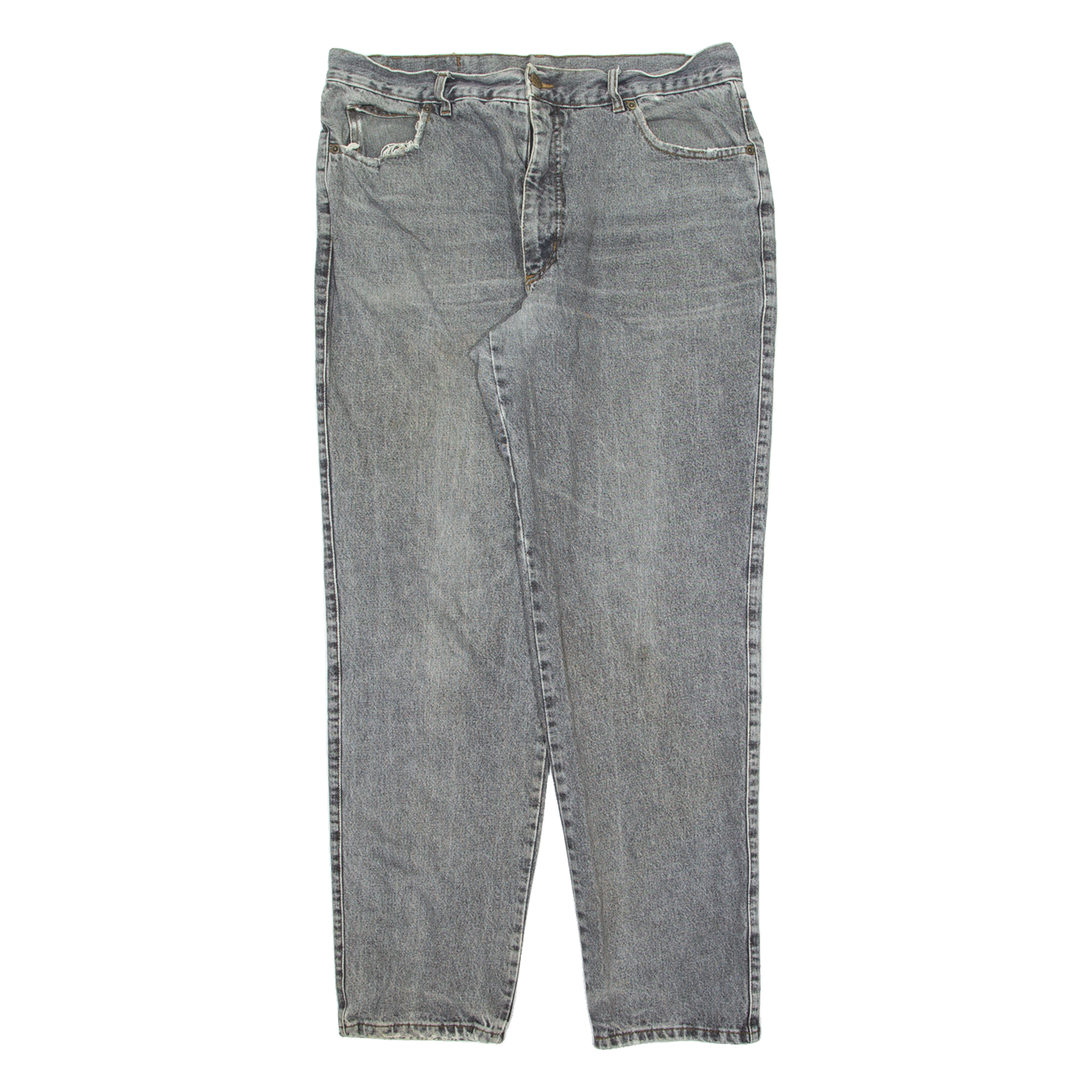 CHEVROLET Mens Jeans Grey Regular Tapered 90s Acid Wash W36 L32 Refurbished - N/A refurbished available on Cerqular