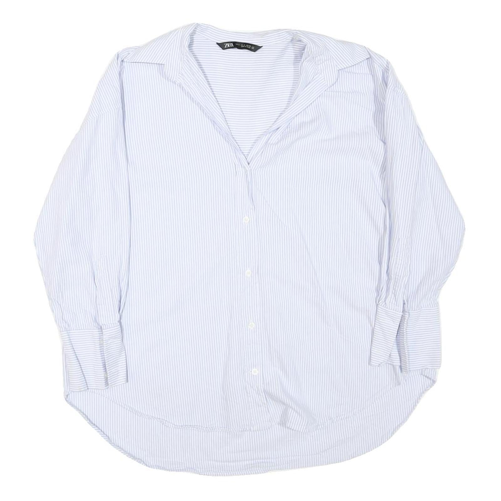ZARA Womens Blue & White Striped Shirt S Cotton Blend Casual Long Sleeve Refurbished - N/A refurbished available on Cerqular