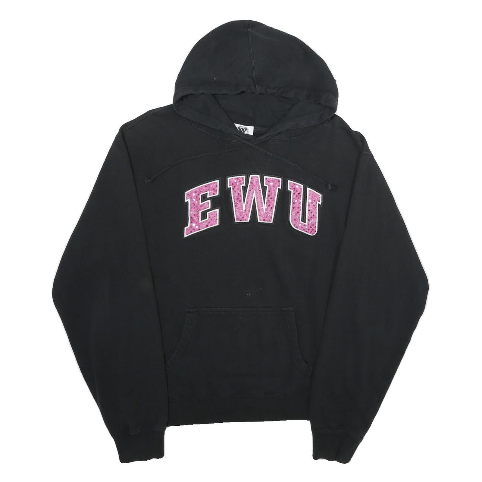 WIDEWORLD SPORTSWEAR Womens Black Hoodie 2XL Cotton Blend Pullover EWU Logo Refurbished - N/A refurbished available on Cerqular