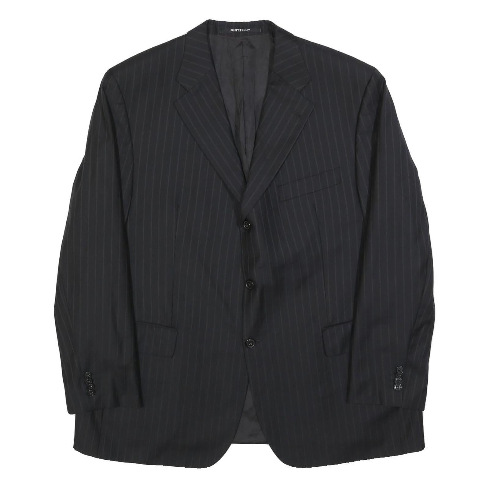 PIATTELLI Mens Black XL Wool Pinstripe Blazer Jacket Button Closure Refurbished - N/A refurbished available on Cerqular
