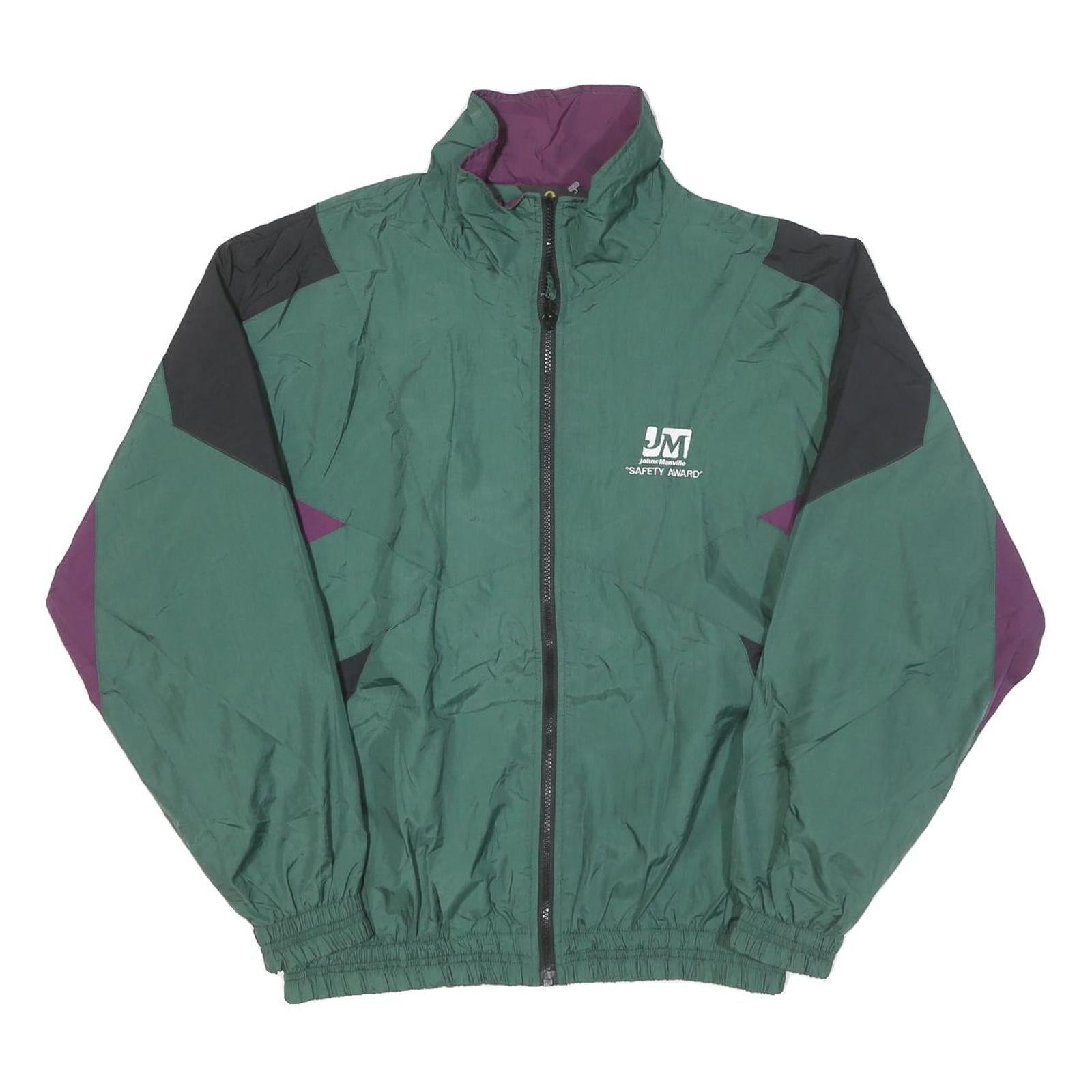 QUALITY Mens Green & Purple Zip Jacket M Polyester Blend Colourblock Sportswear Refurbished - N/A refurbished available on Cerqular