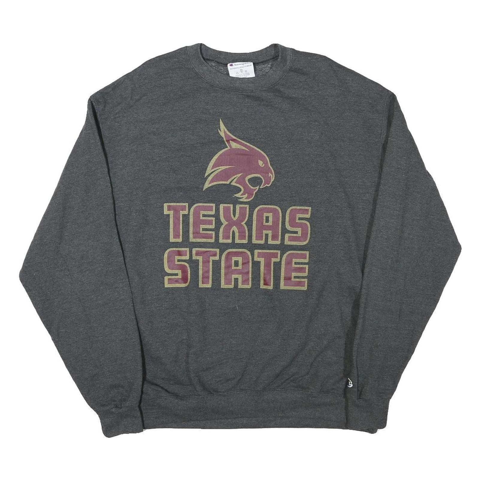 CHAMPION Mens Grey Texas State Crew Neck XL Cotton Blend Sweatshirt Refurbished - N/A refurbished available on Cerqular