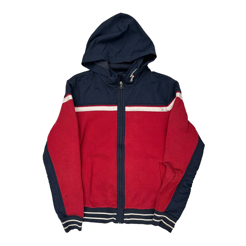 Tommy Hilfiger Striped Jacket - Medium Navy Cotton Refurbished - Thrifted (note: this is a term often used to describe second- refurbished available on Cerqular