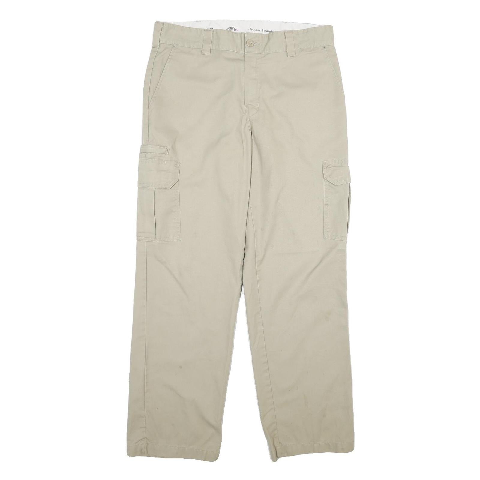 DICKIES Mens Cotton Beige Regular Straight Cargo Trousers W34 L32 Workwear Refurbished - N/A refurbished available on Cerqular