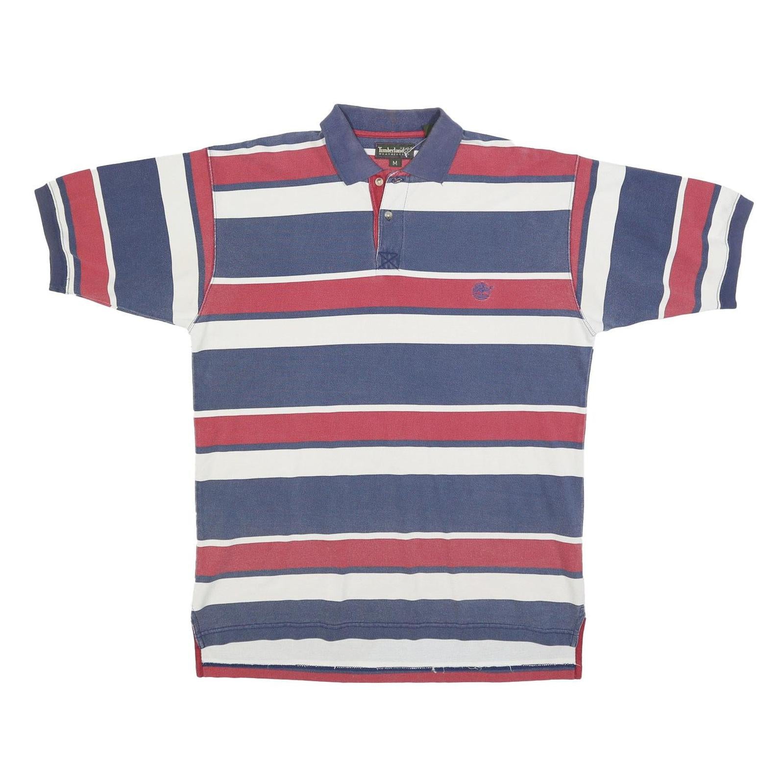 TIMBERLAND Mens Blue & Red Striped Polo Shirt M Cotton Blend Casual Refurbished - N/A refurbished available on Cerqular