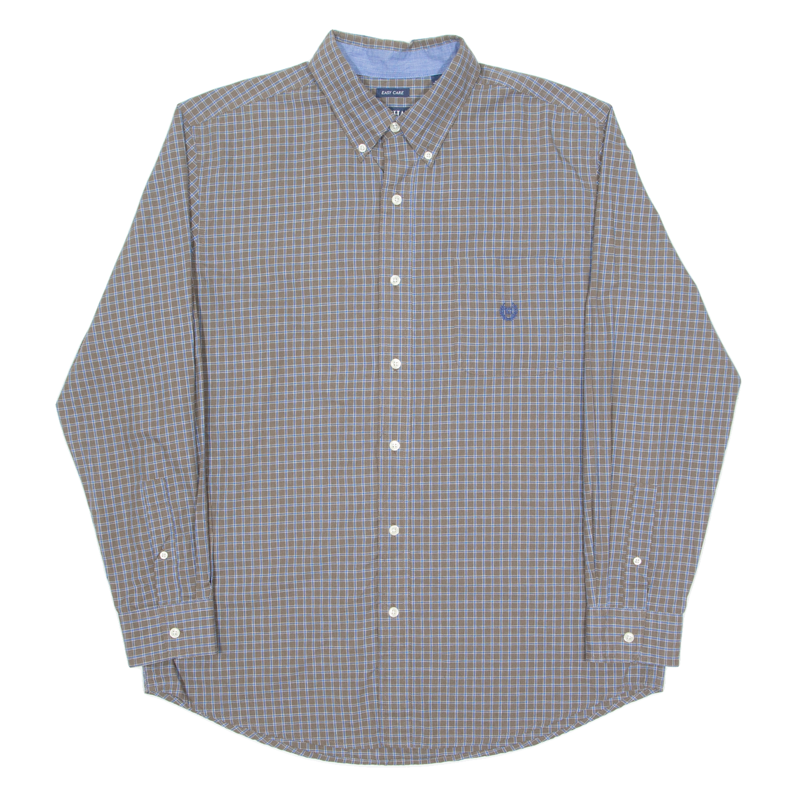 CHAPS Mens Shirt Brown Check Long Sleeve L Refurbished - N/A refurbished available on Cerqular