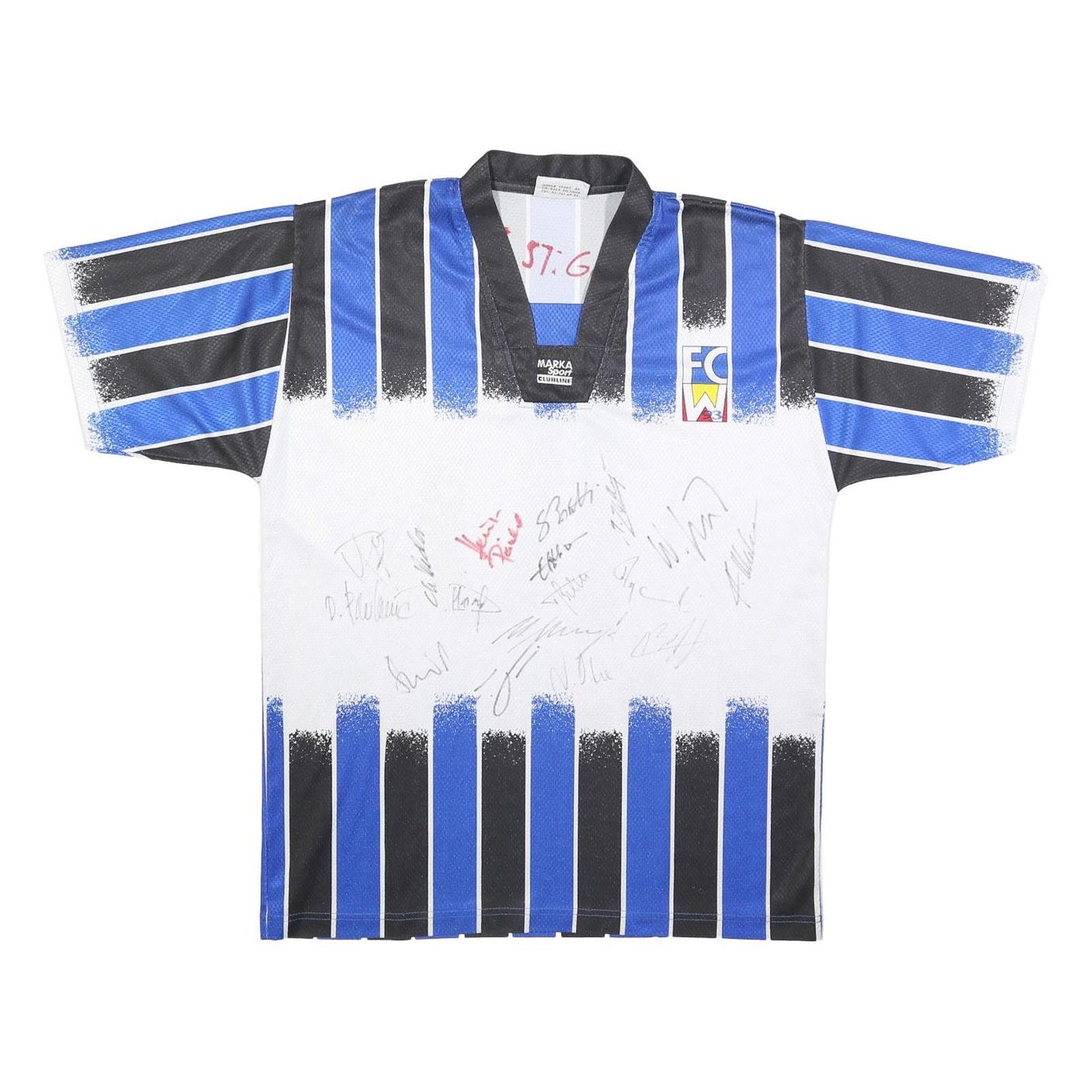 MARKA SPORT Mens Blue & Black & White Signed Graphic T-Shirt L Short Sleeve Refurbished - N/A refurbished available on Cerqular