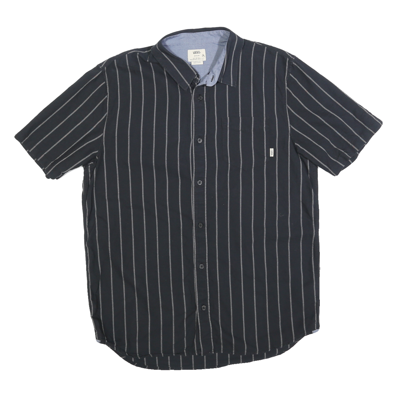 VANS Mens Black & Grey Striped Shirt M Cotton Blend Button Collar Refurbished - N/A refurbished available on Cerqular