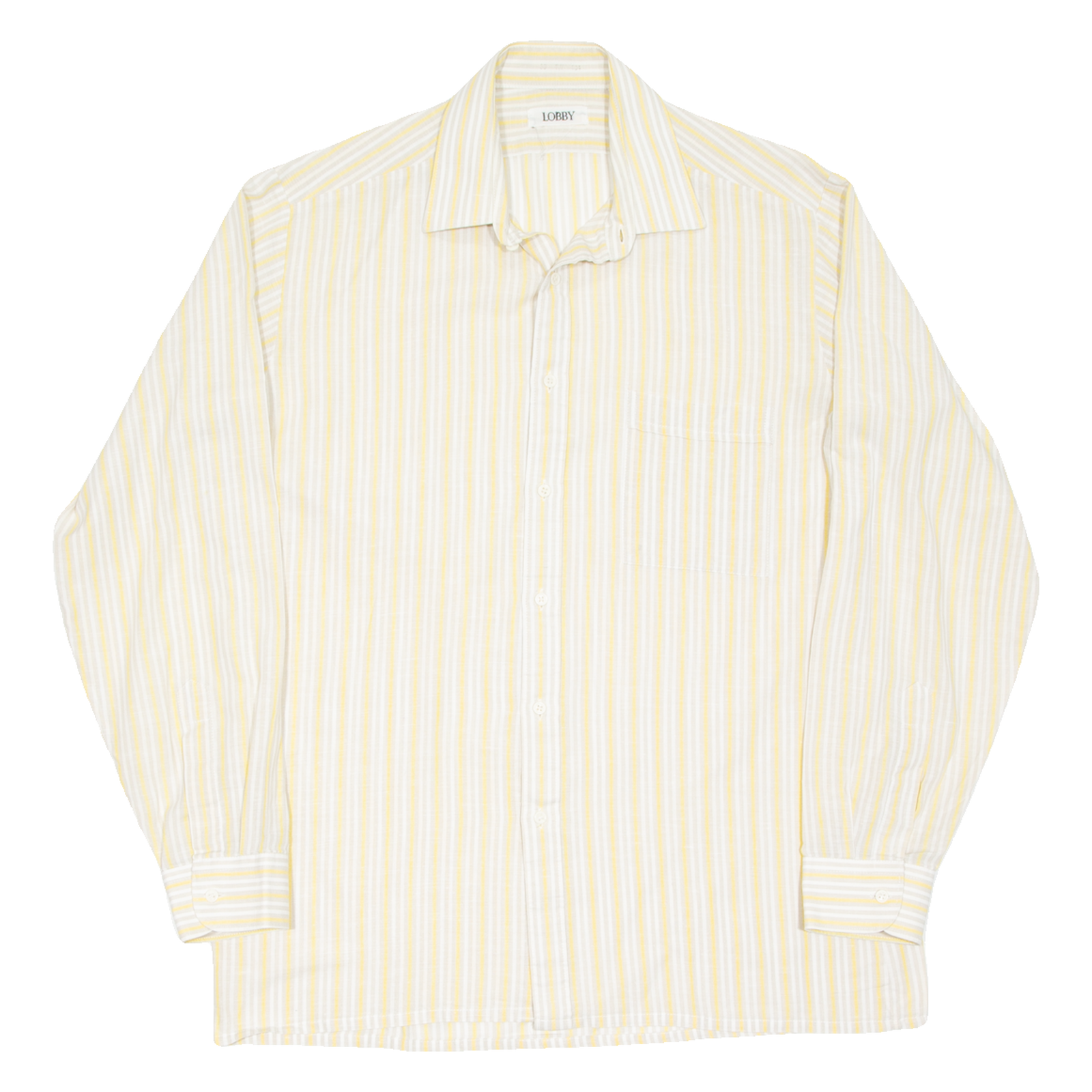 LOBBY Mens Shirt Yellow Striped Long Sleeve L Refurbished - N/A refurbished available on Cerqular
