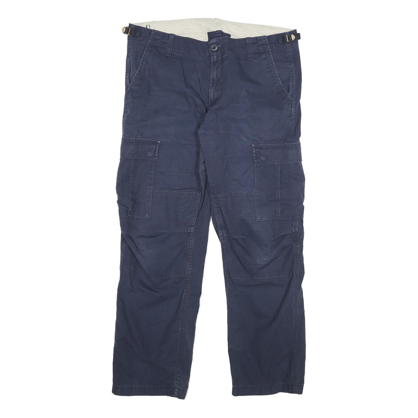 CARHARTT Mens Cotton Blend Navy Relaxed Cargo Trousers W34 L28 Workwear Refurbished - N/A refurbished available on Cerqular