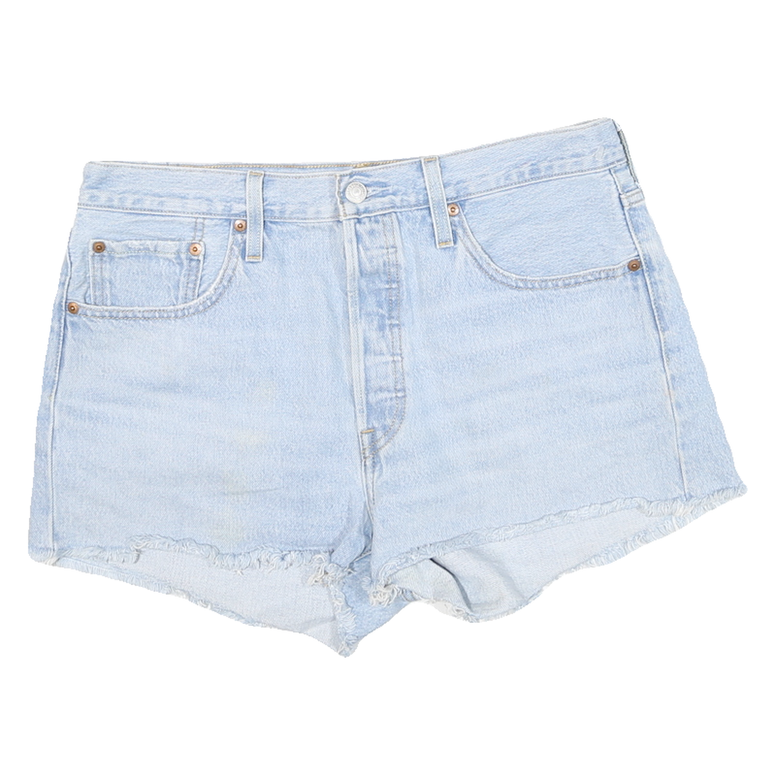 LEVI'S Womens Denim Blue Casual Shorts L W34 Frayed Hem Refurbished - N/A refurbished available on Cerqular