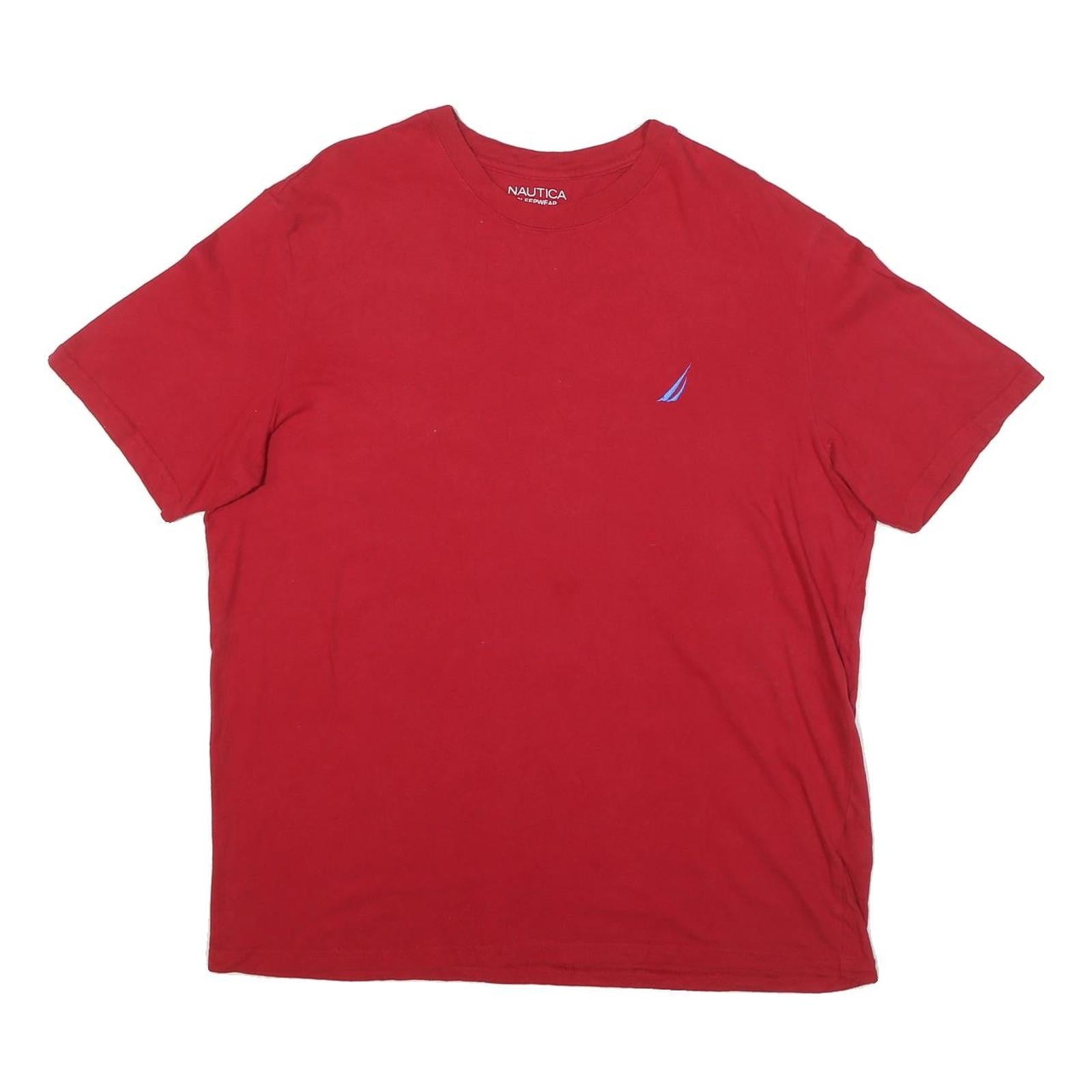 NAUTICA Mens Red Crew Neck T-Shirt L Cotton Blend Short Sleeve Logo Embroidered Refurbished - N/A refurbished available on Cerqular