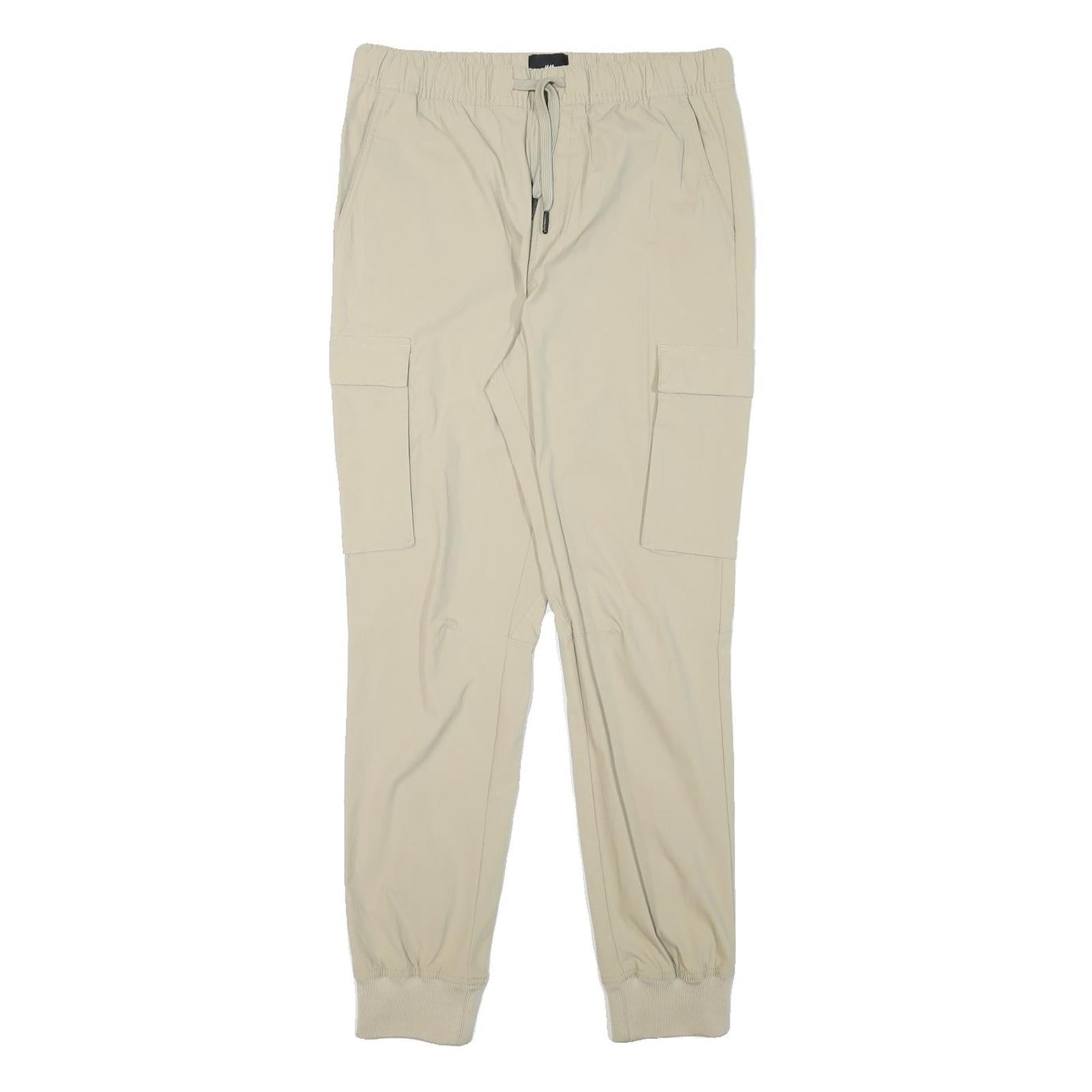 H&M Womens Polyester Blend Beige Slim Cargo Trousers Drawstring W28 L29 Refurbished - N/A refurbished available on Cerqular