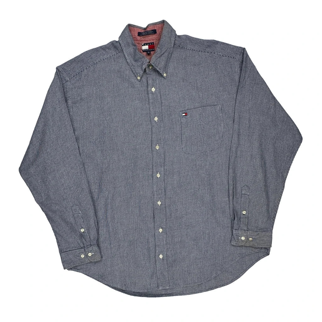 Tommy Hilfiger Checked Shirt - 2XL Blue Cotton Refurbished - Thrifted (note: this is a term often used to describe second- refurbished available on Cerqular