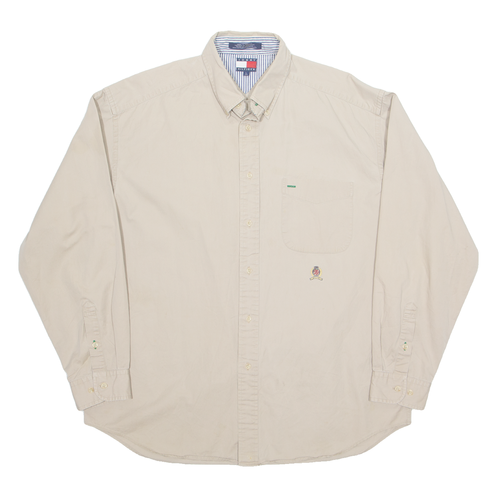 TOMMY HILFIGER Oversized Mens Plain Shirt Beige Long Sleeve L Refurbished - N/A refurbished available on Cerqular