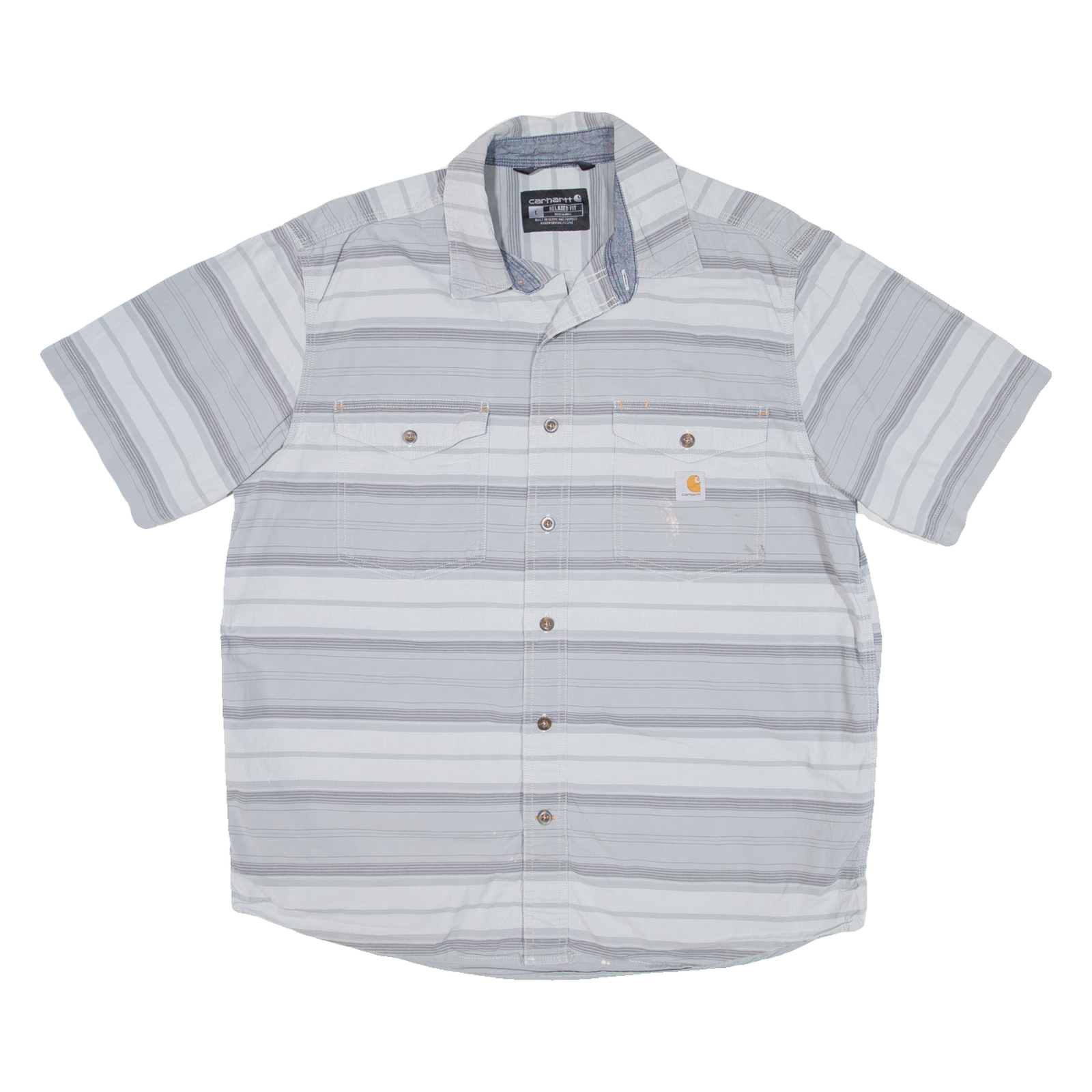 Buy CARHARTT Relaxed Fit Q Mens Worker Shirt Grey Striped L Refurbished - $44.19 CARHARTT Relaxed Fit Q Mens Worker Shirt Grey Striped L Refurbished - N/A refurbished available on Cerqular
