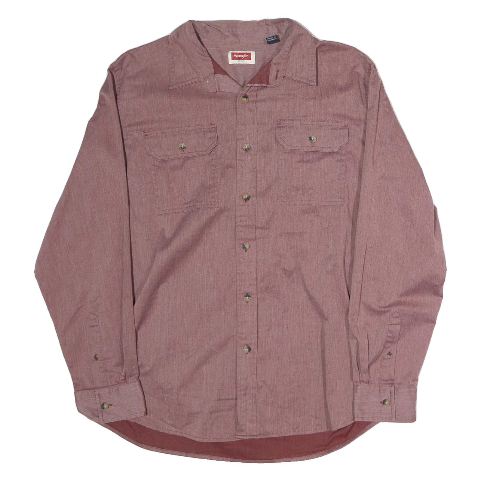 WRANGLER Mens Red Cotton Shirt L Casual Long Sleeve Western Button Pocket Refurbished - N/A refurbished available on Cerqular