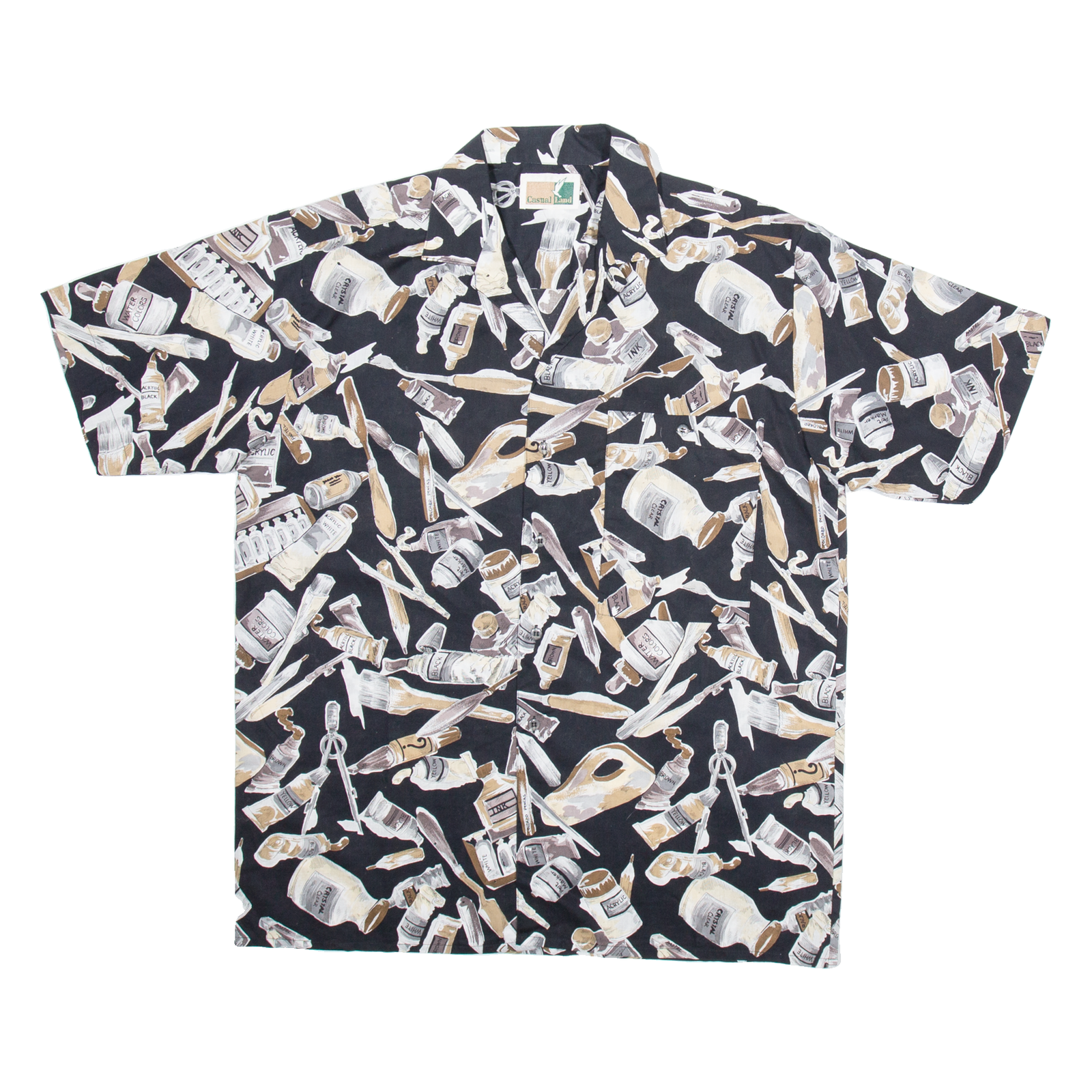 CASUAL LAND Mens Shirt Black Crazy Pattern L Refurbished - N/A refurbished available on Cerqular