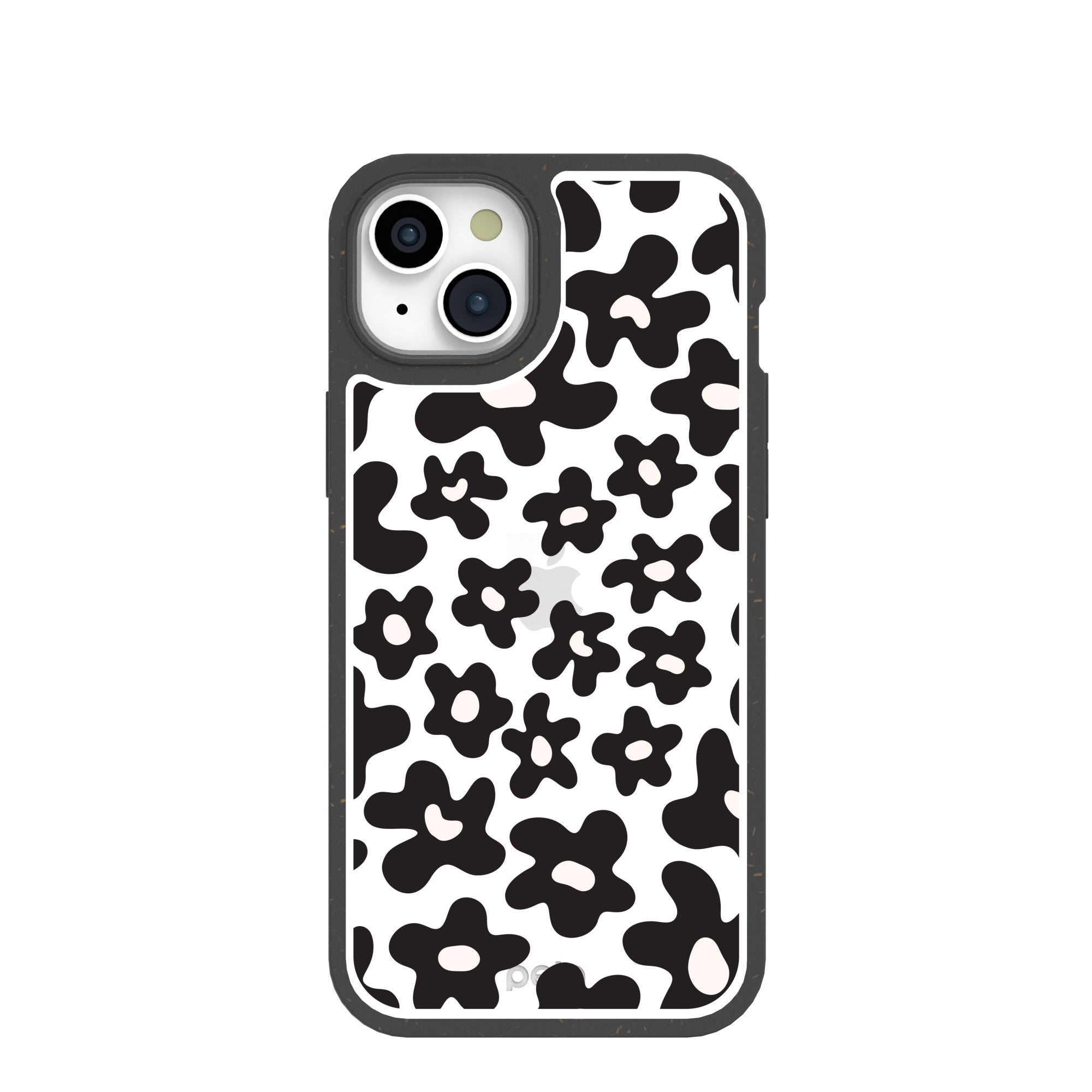 Clear Floral Wall iPhone 15 Plus Case With Black Ridge Refurbished - Pela Case refurbished available on Cerqular