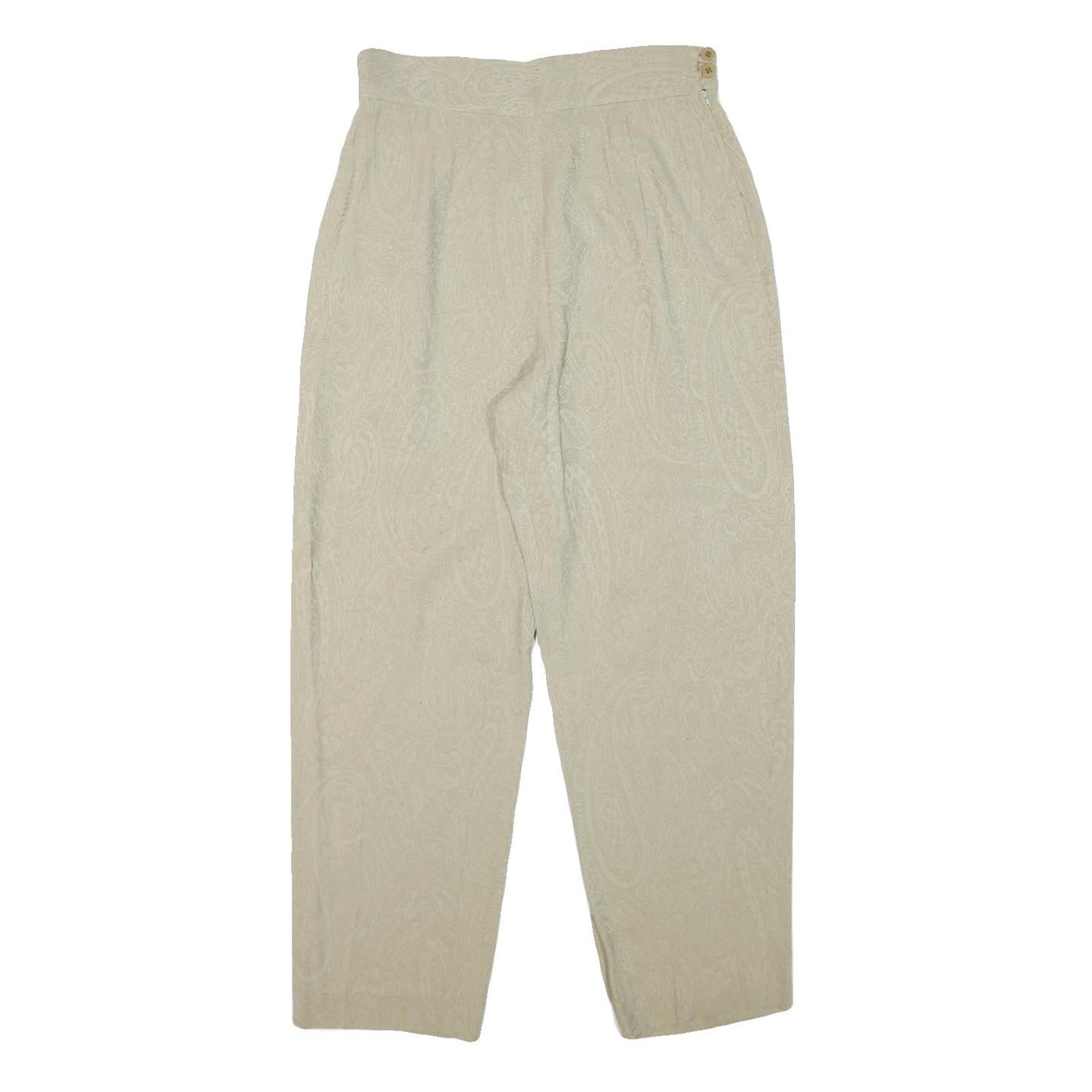 MANI Womens Relaxed Beige Acetate Trousers W30 L29 Paisley Zip Closure Refurbished - N/A refurbished available on Cerqular