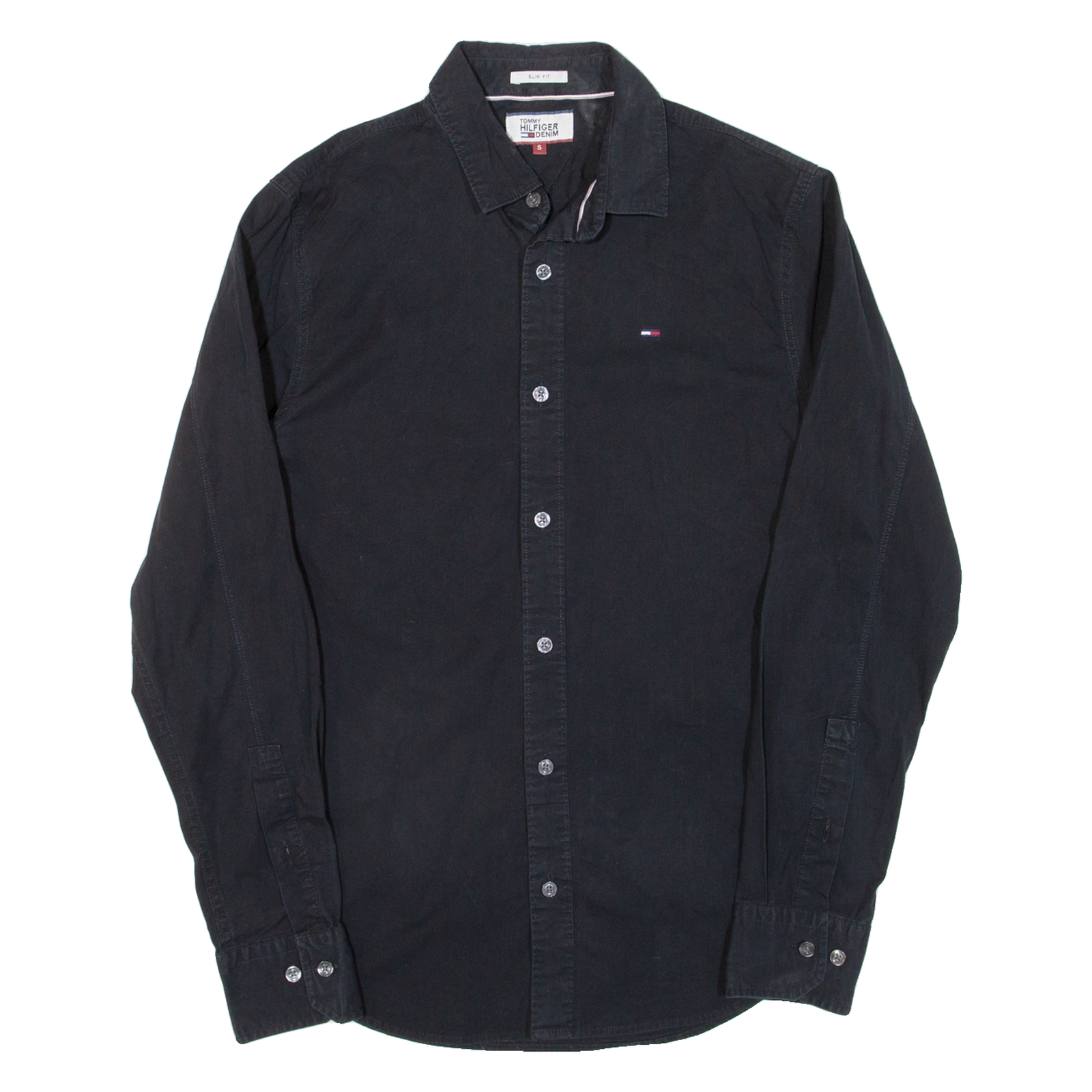 TOMMY HILFIGER Slim Fit Mens Plain Shirt Black Long Sleeve S Refurbished - N/A refurbished available on Cerqular