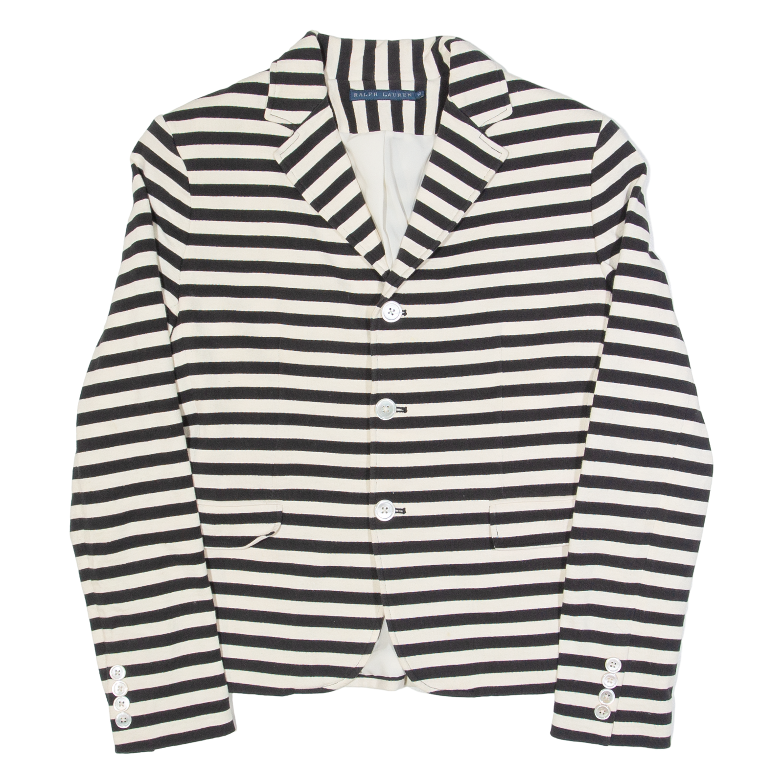 RALPH LAUREN Womens Blazer Jacket Black Striped S Refurbished - N/A refurbished available on Cerqular