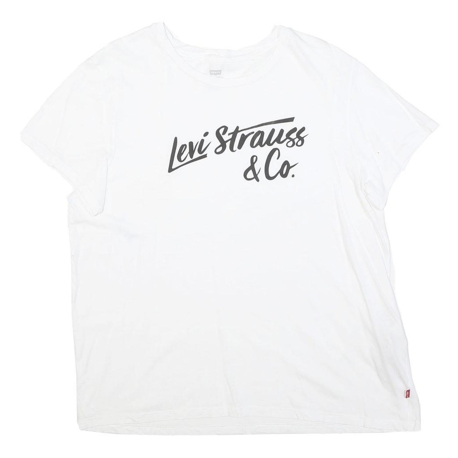 LEVI'S Womens White Levi Strauss & Co. Graphic T-Shirt XL Short Sleeve Crew Neck Refurbished - N/A refurbished available on Cerqular