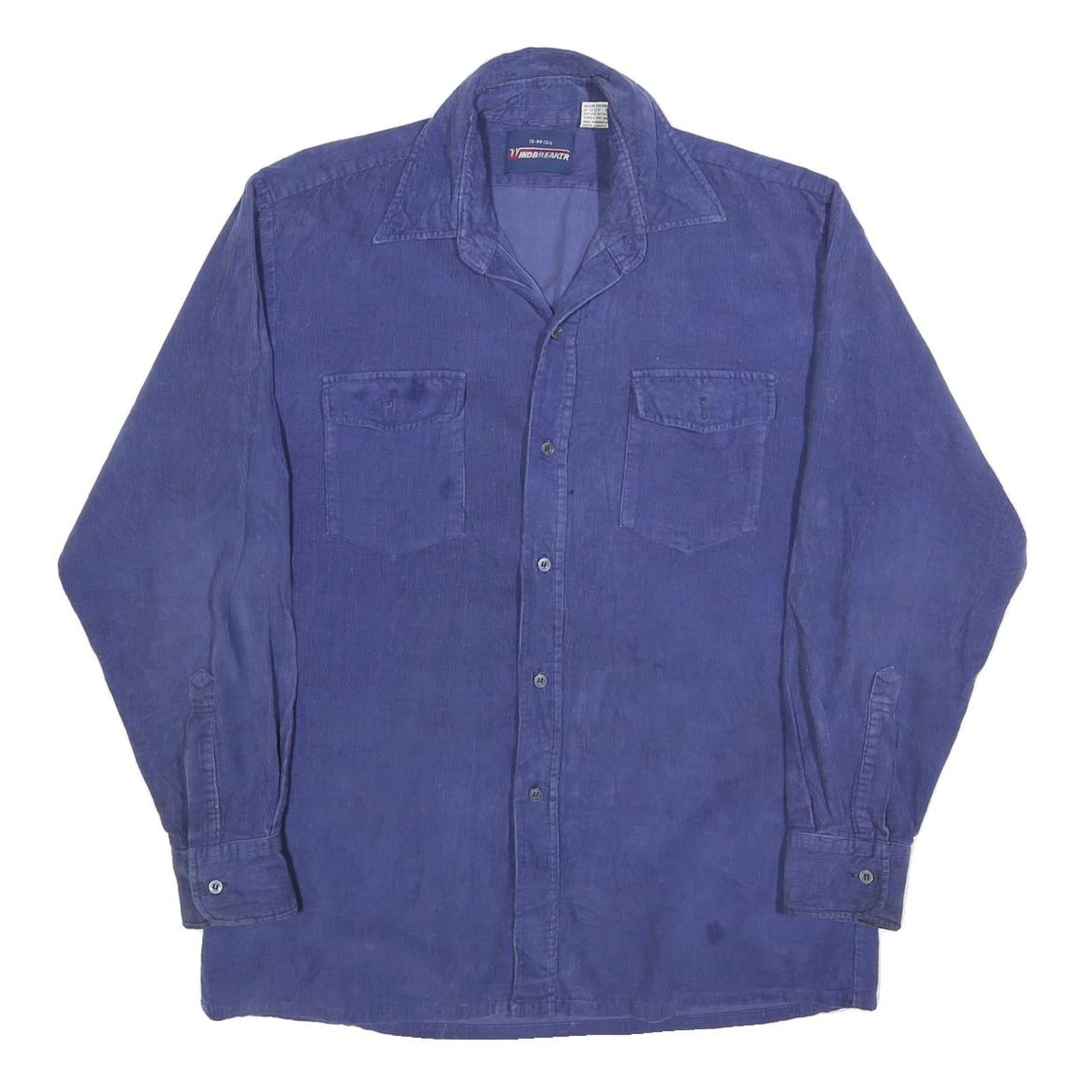 WINDBREAKER Mens Blue Plain Shirt M Cotton Blend Button Closure Classic Fit Refurbished - N/A refurbished available on Cerqular