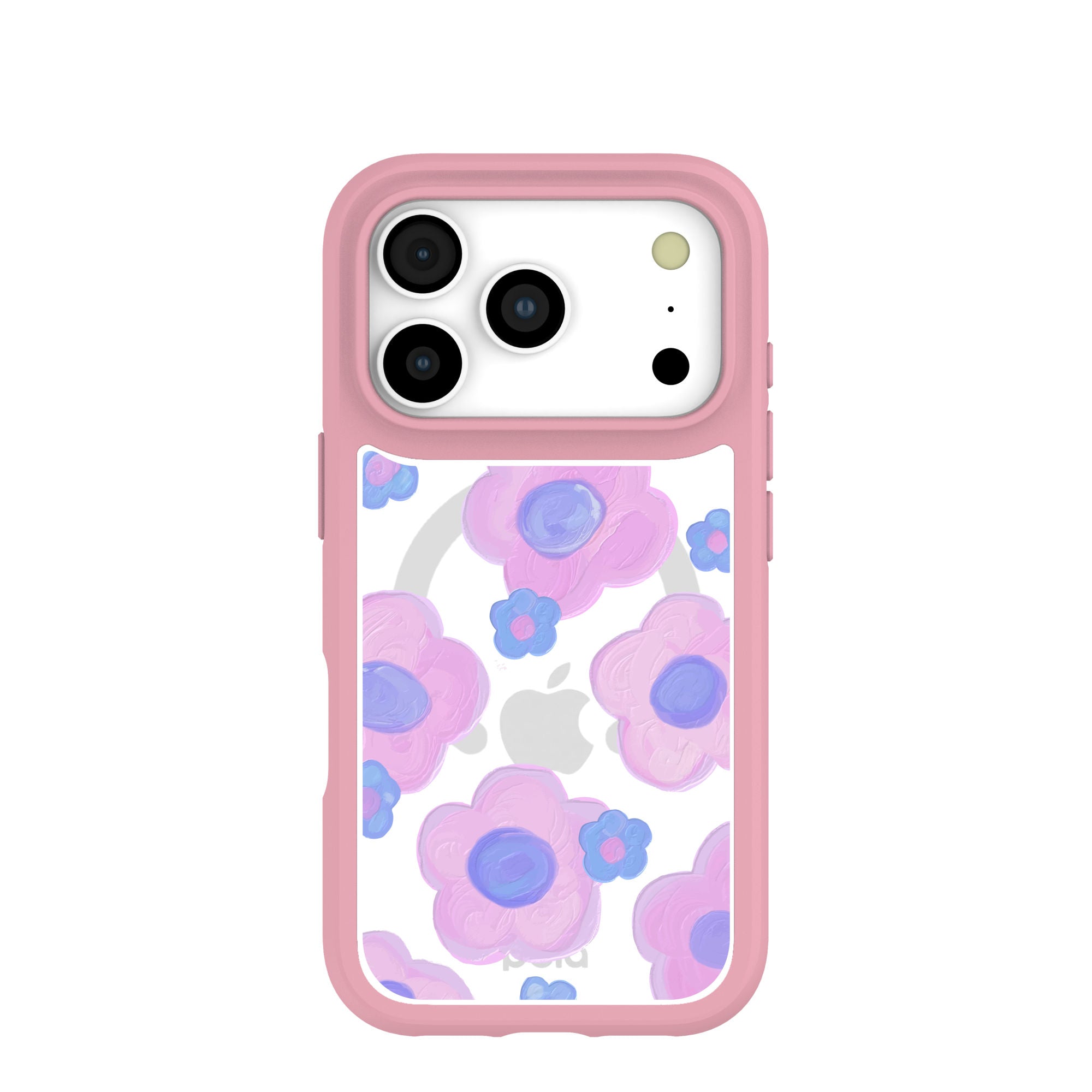 Clear Blush Bloom iPhone 17 Pro Case With Petal Pink Ridge (MagSafe included) Refurbished - Pela Case refurbished available on Cerqular