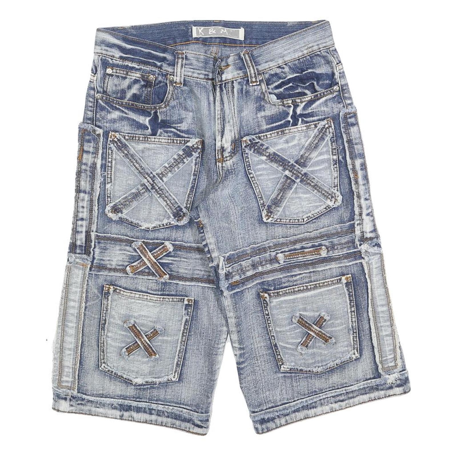 Buy K&M Mens Blue Denim Casual Shorts S W30 Distressed Patchwork Pocket Design Refurbished - $45.49 K&M Mens Blue Denim Casual Shorts S W30 Distressed Patchwork Pocket Design Refurbished - N/A refurbished available on Cerqular
