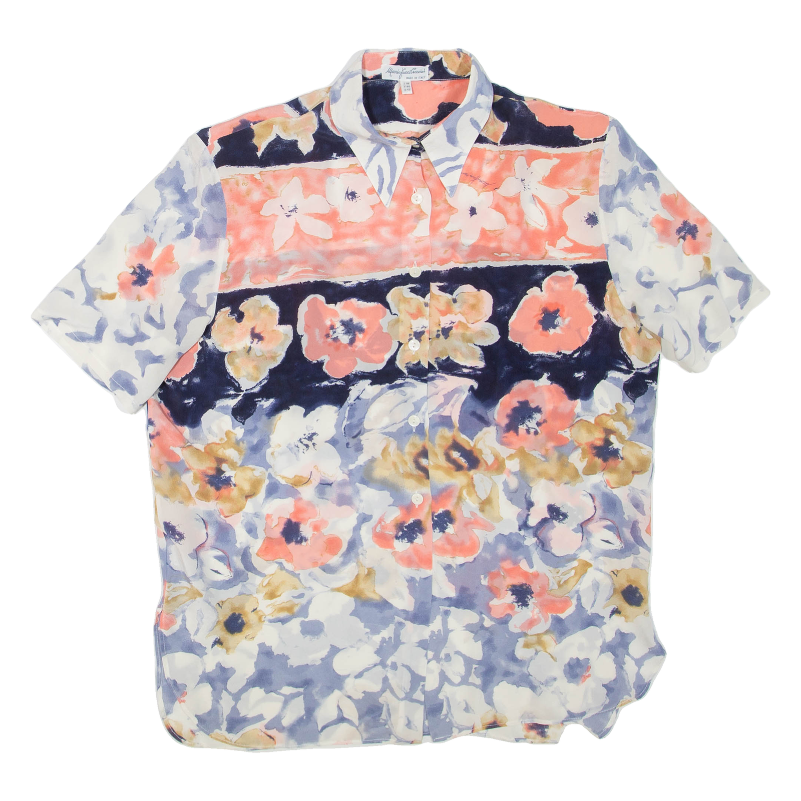 Womens Printed Shirt Blue Collared Floral L Refurbished - N/A refurbished available on Cerqular