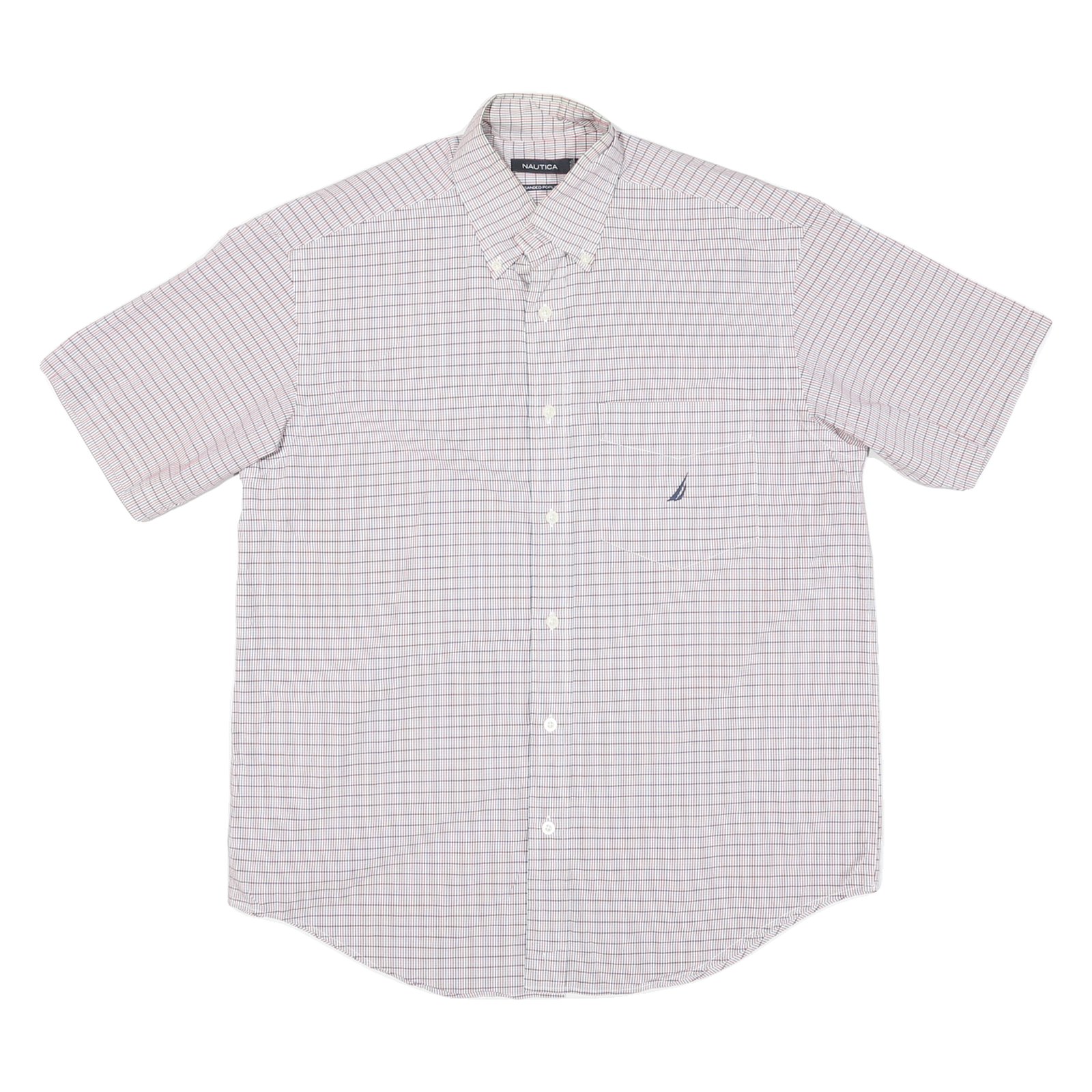 NAUTICA Mens White & Red Check Shirt M Cotton Blend Button Down Casual Refurbished - N/A refurbished available on Cerqular