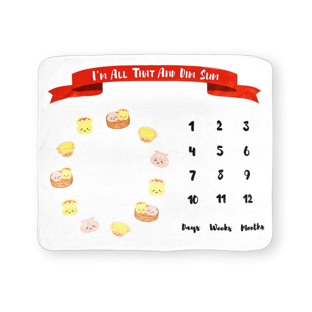 Fleece Milestone Blanket for Baby Photography - I'm All That and Dim Sum Refurbished - The Wee Bean refurbished available on Cerqular