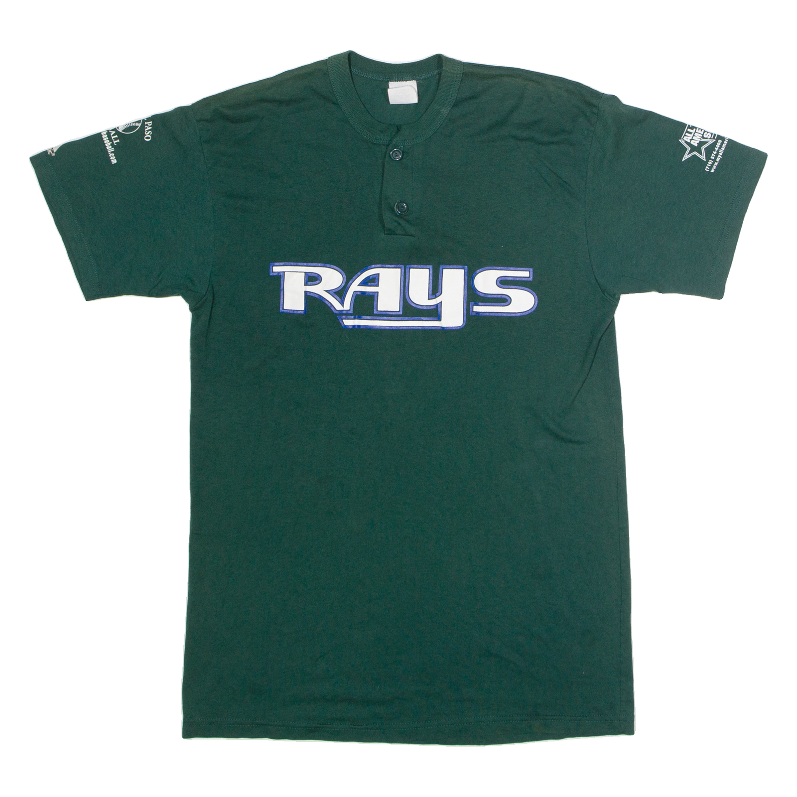 MAJESTIC El Paso Rays Baseball #3 Mens T-Shirt Green USA Button Neck L Refurbished - N/A refurbished available on Cerqular
