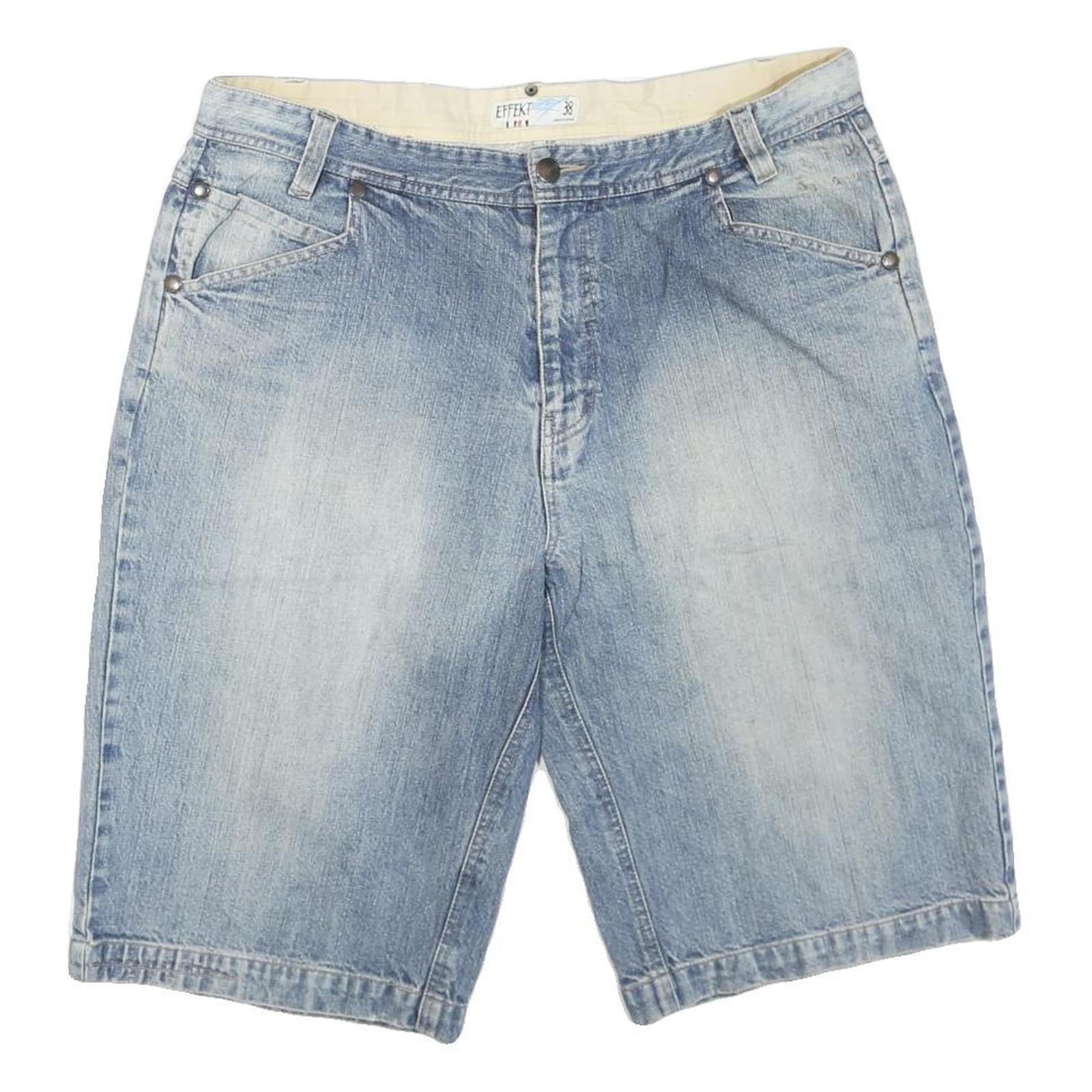 Mens Light Blue Denim Cotton Blend Shorts L W38 Casual Regular Fit Refurbished - N/A refurbished available on Cerqular