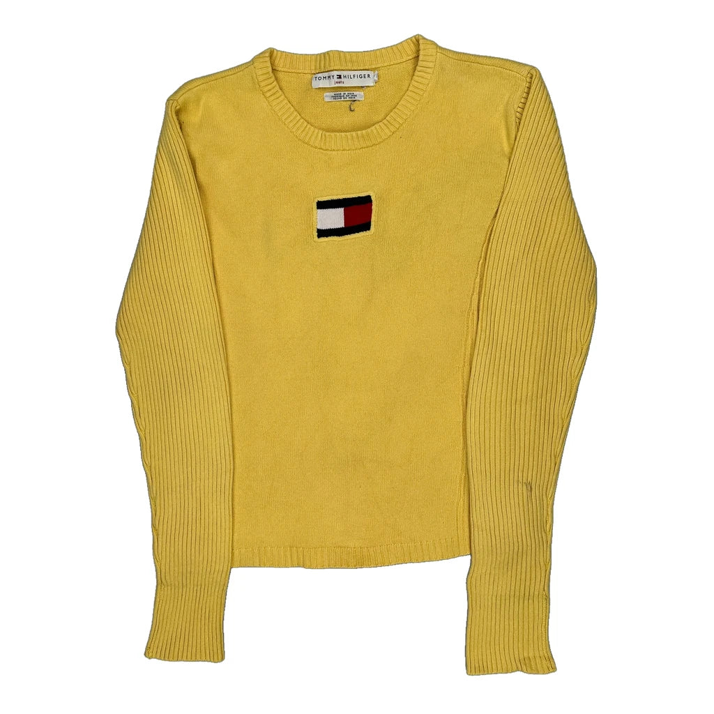 Tommy Hilfiger Jumper - Small Yellow Cotton Refurbished - Thrifted (note: this is a term often used to describe second- refurbished available on Cerqular