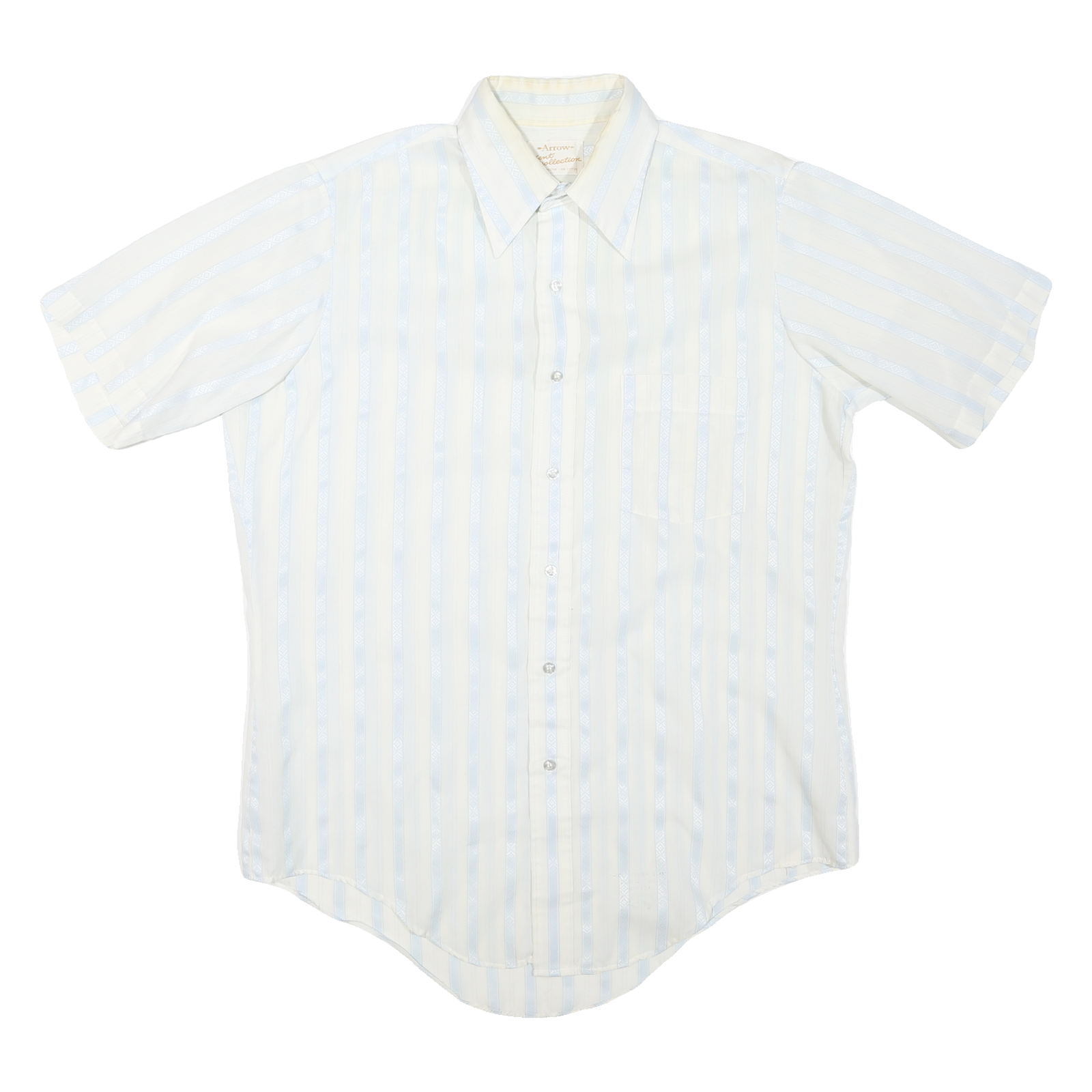 ARROW Mens White & Pale Blue Striped Shirt L Polyester Blend Summer Style Refurbished - N/A refurbished available on Cerqular