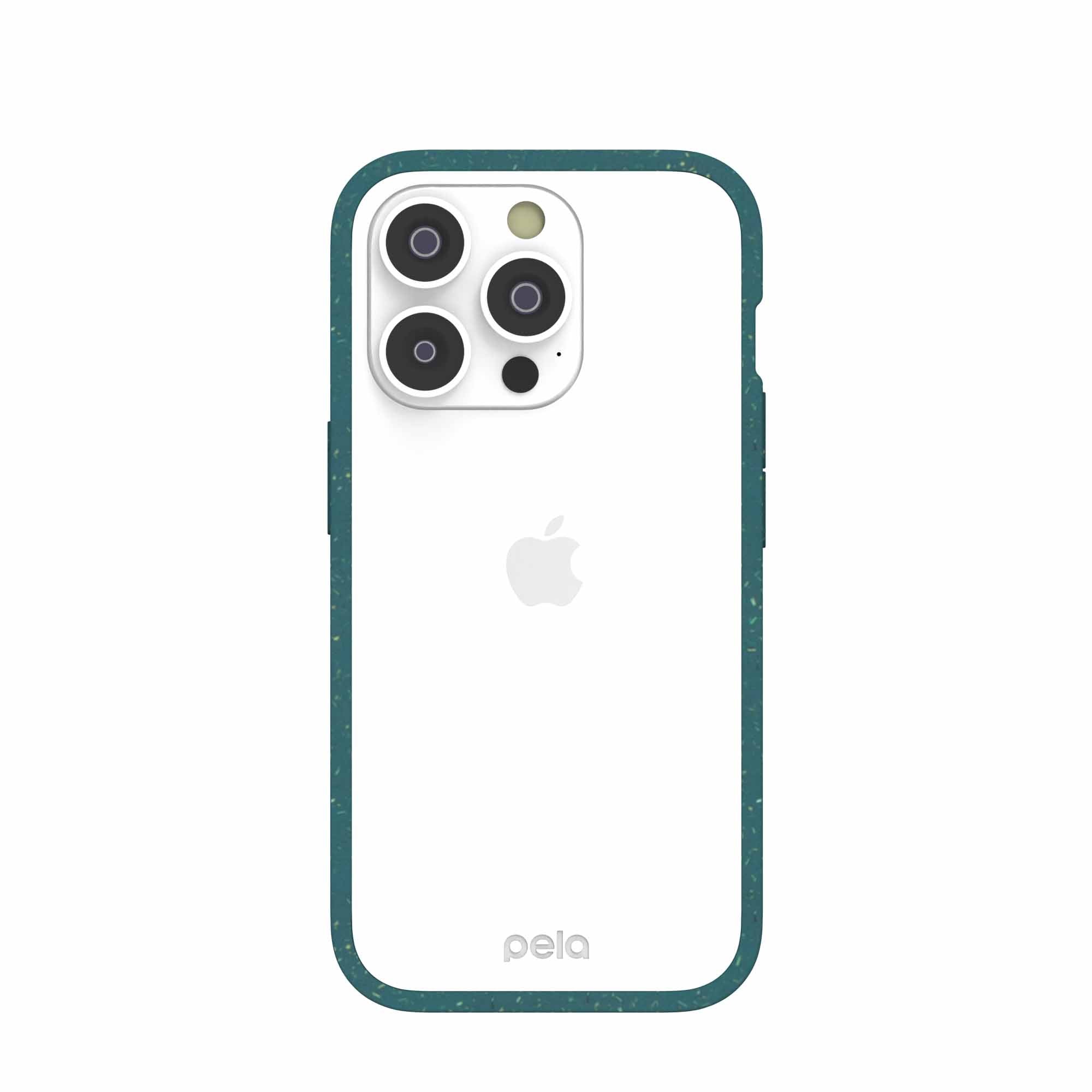Clear iPhone 14 Pro Case with Green Ridge Refurbished - Pela Case refurbished available on Cerqular